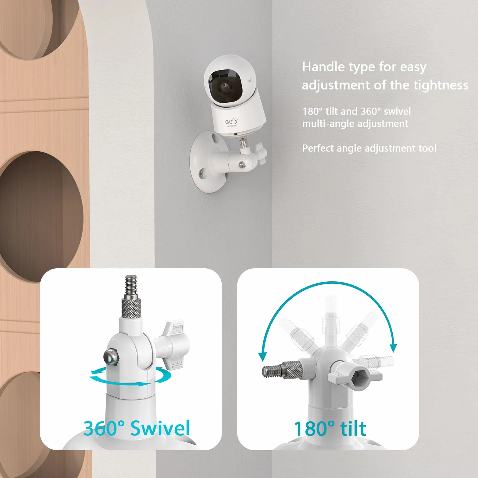 HOLACA Soporte de pared compatible con cámara de seguridad eufy C210/C220/E30 (cámara no incluida), soporte de pared