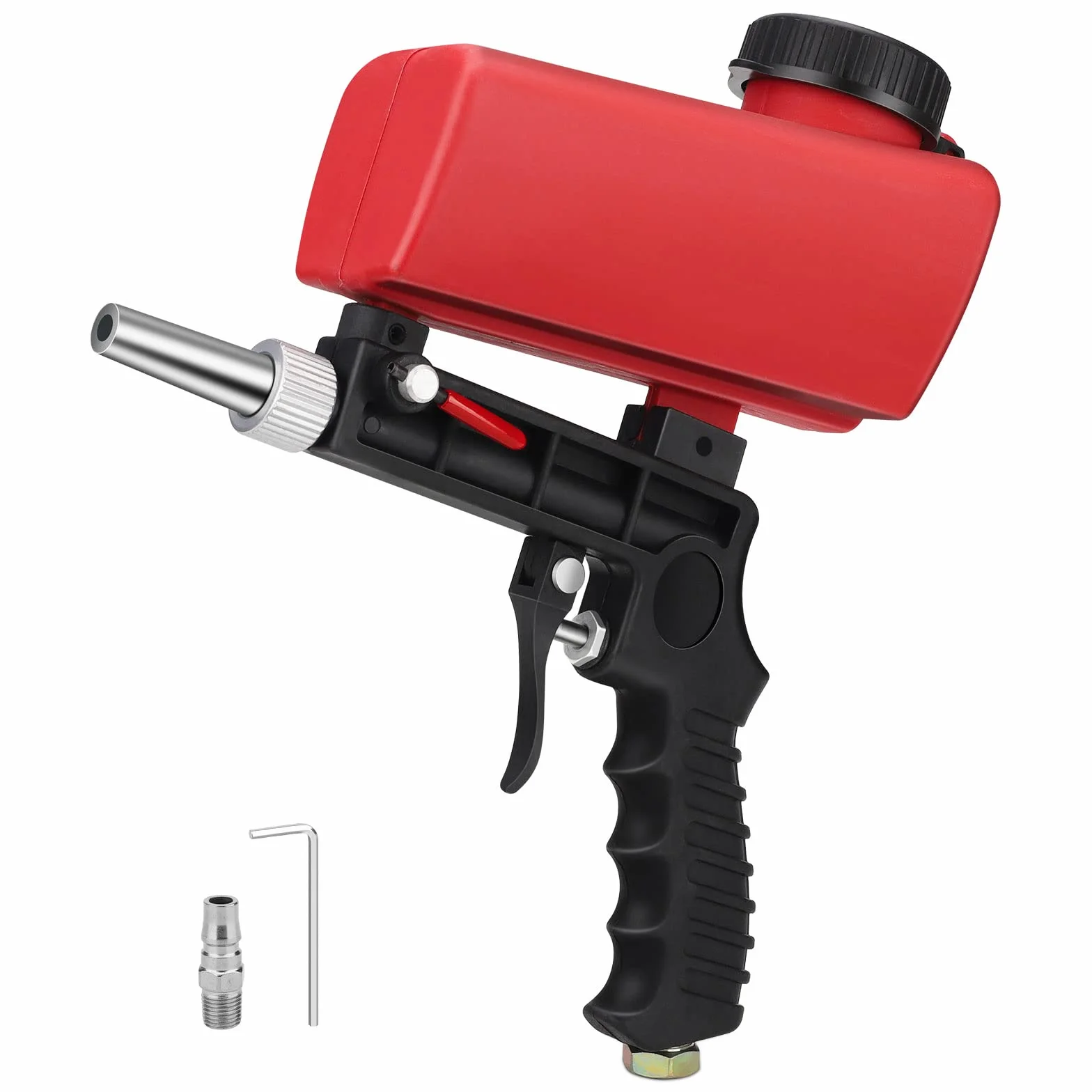 Pistola de Chorro de Arena,Pistola Neumática,Pequeña Portátil de Mano Pistola de Chorro de Arena Sandblaster Sand Blaster Gun Set para Mantenimiento Automotriz para óxido, Pintura,Roja