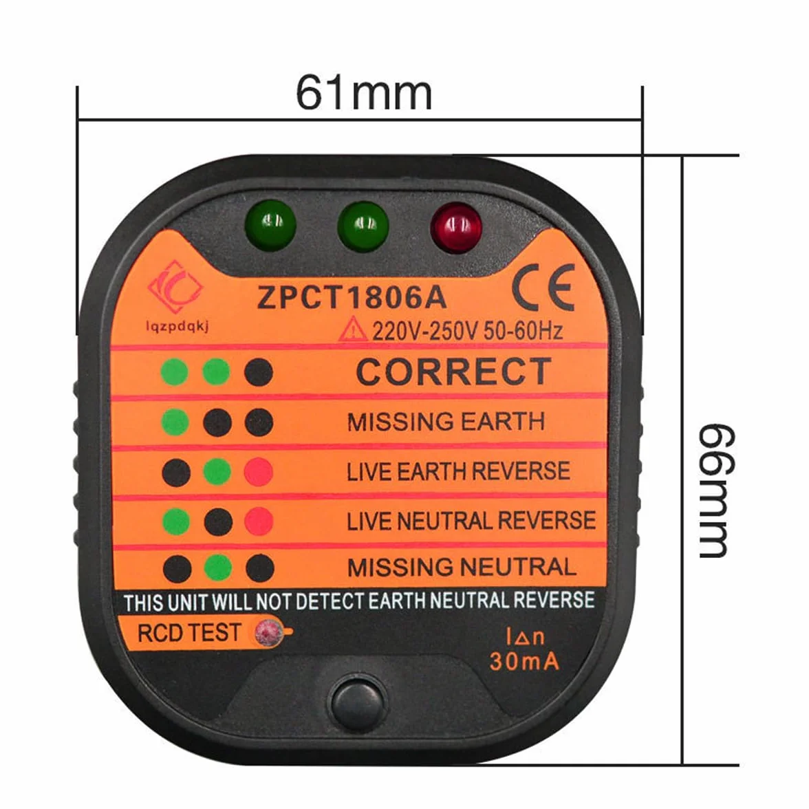 Probador de enchufes 220-250 V RCD, Detector de Voltaje de Polaridad de Circuito para cableado