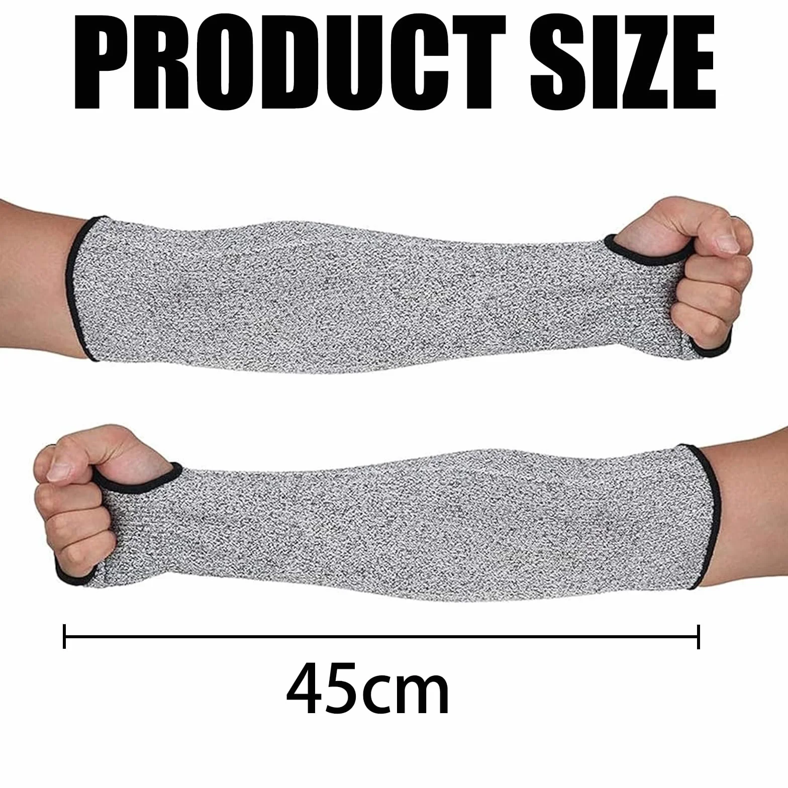 Manguito de protección contra cortes 45 cm Nylon HPPE Spandex gris transpirable para construcción cocina jardinería