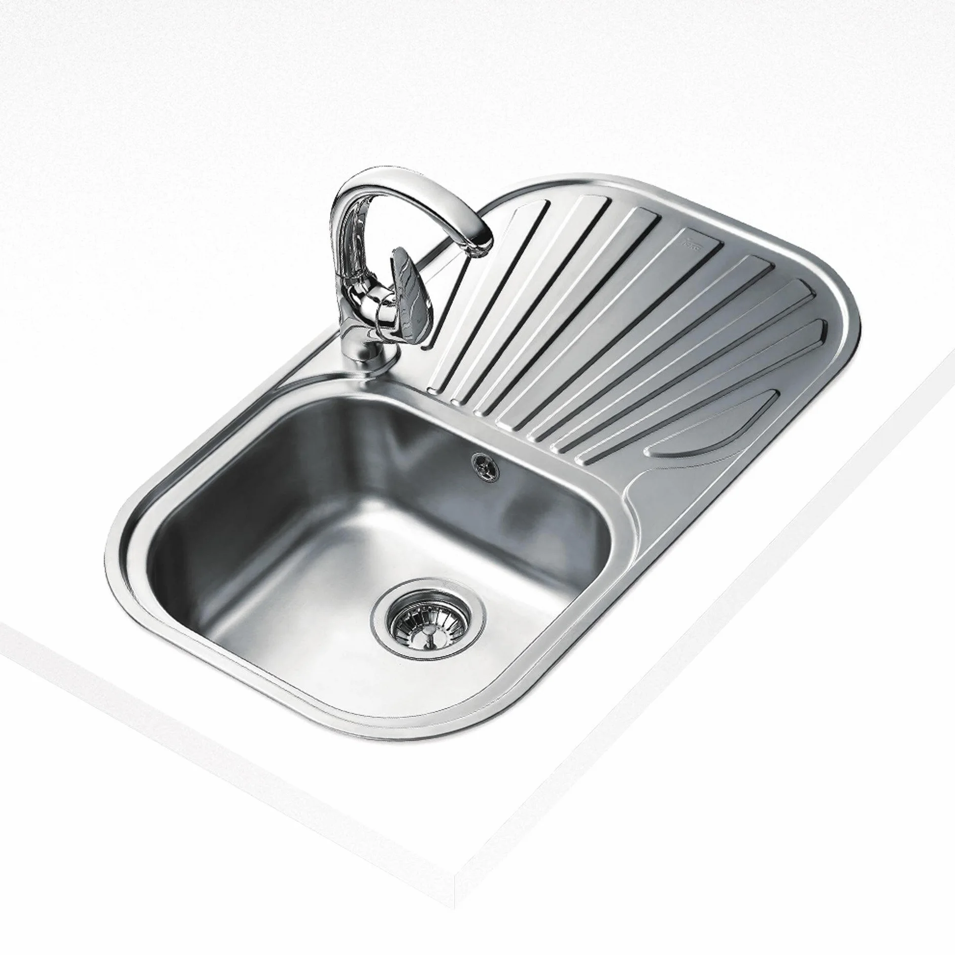 Teka Stylo 1C 1E - Fregadero, 1 Cubeta y Escurridor, para Mueble de 45cm, Cubeta de Acero Inoxidable, Fácil Instalación, Diseño Moderno, Color Acero Inoxidable