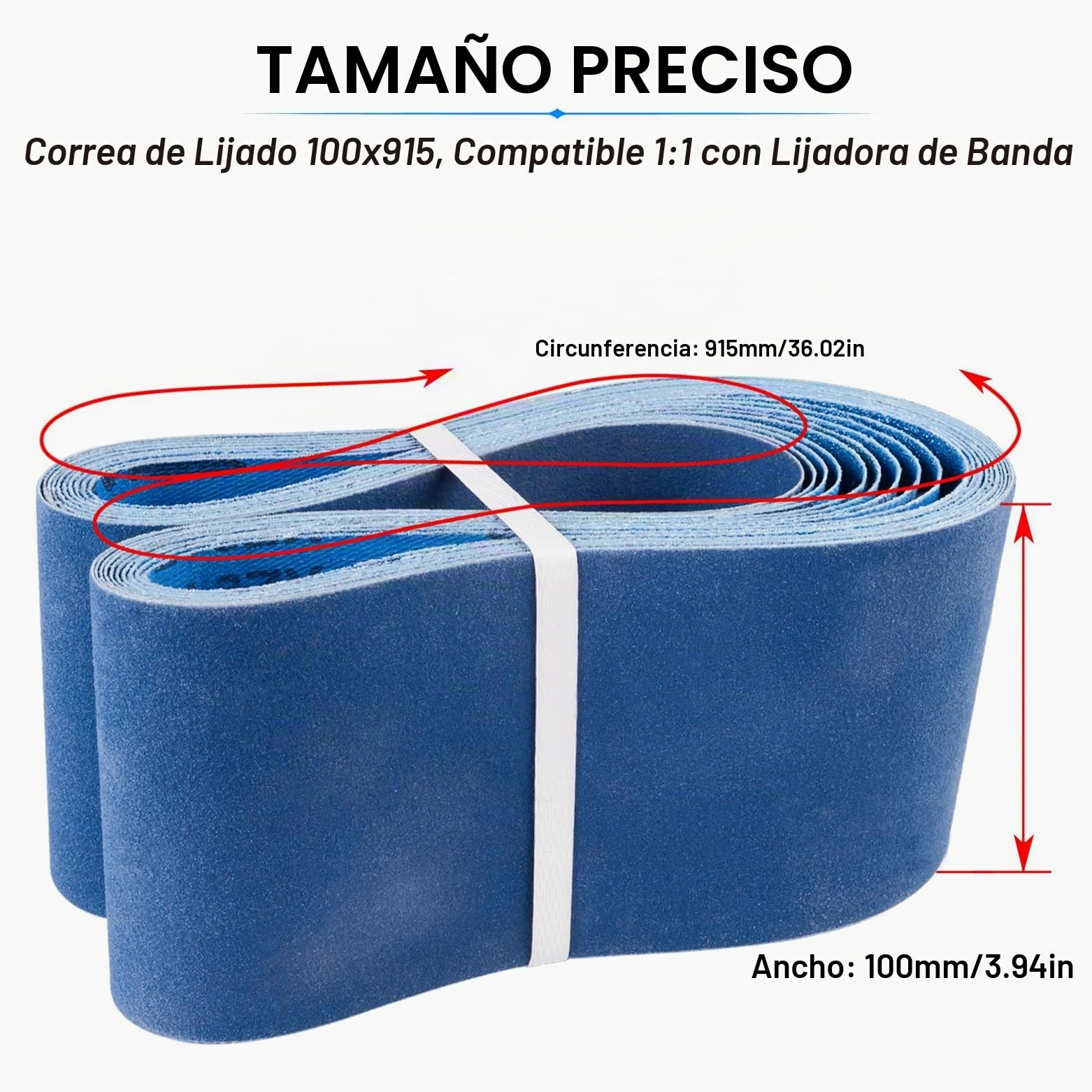 Bandas de Lija 100 x 915 mm 10 Piezas grano 40/60/80/120/240 | Bandas Abrasivas de Corindón de Circonio para Lijadora de Banda para Metal, Madera