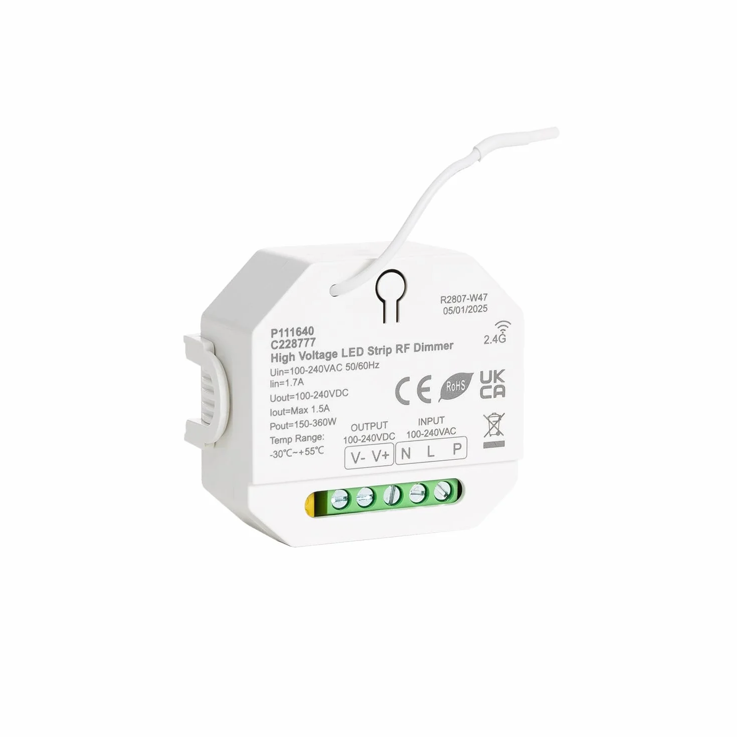 LEDKIA LIGHTING Controlador Regulador SKYDANCE S1-HV para Tira LED Monocolor 220V Compatible con Pulsador y Mando RF Monocolor