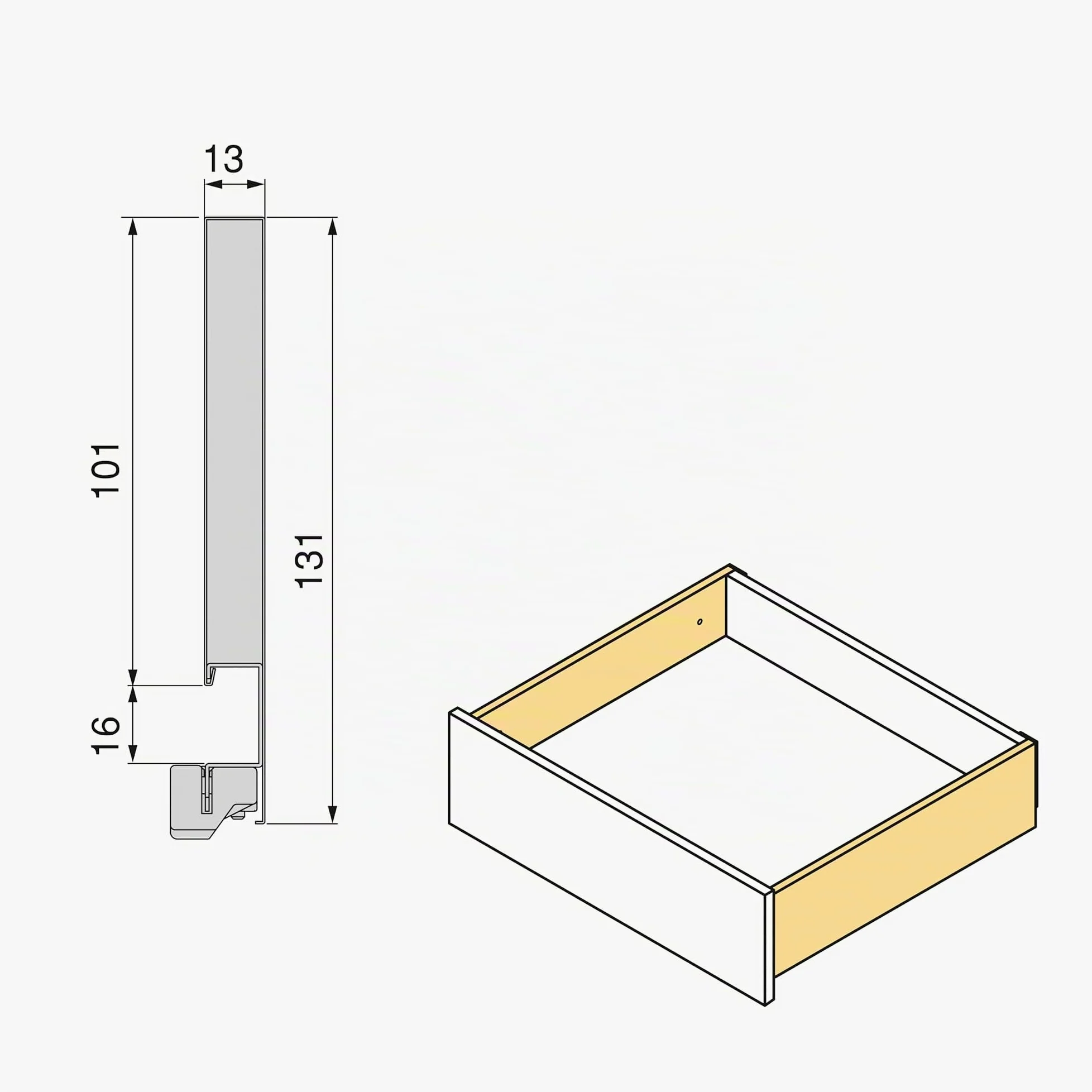Emuca - Cajones extraibles para cocina Vertex Push Sincro con regulación 3D, H 131mm, 40kg, profundidad 350mm, Acero, Pintado gris antracita