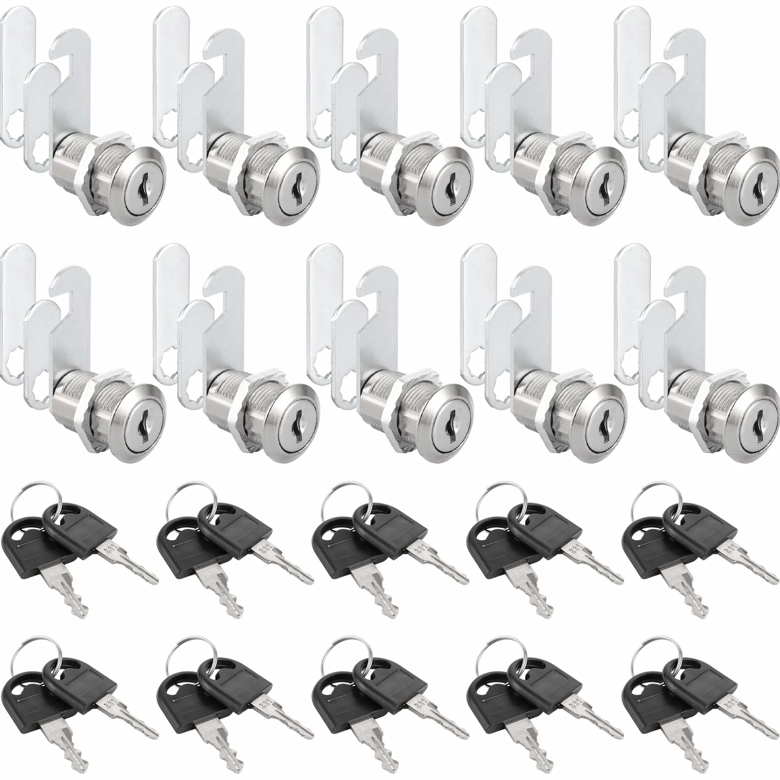 Cerradura Buzon Universal 20 mm, Cerradura Taquilla de Zinc con Llave, Bombin Buzon 47/35 mm, 10 Piezas