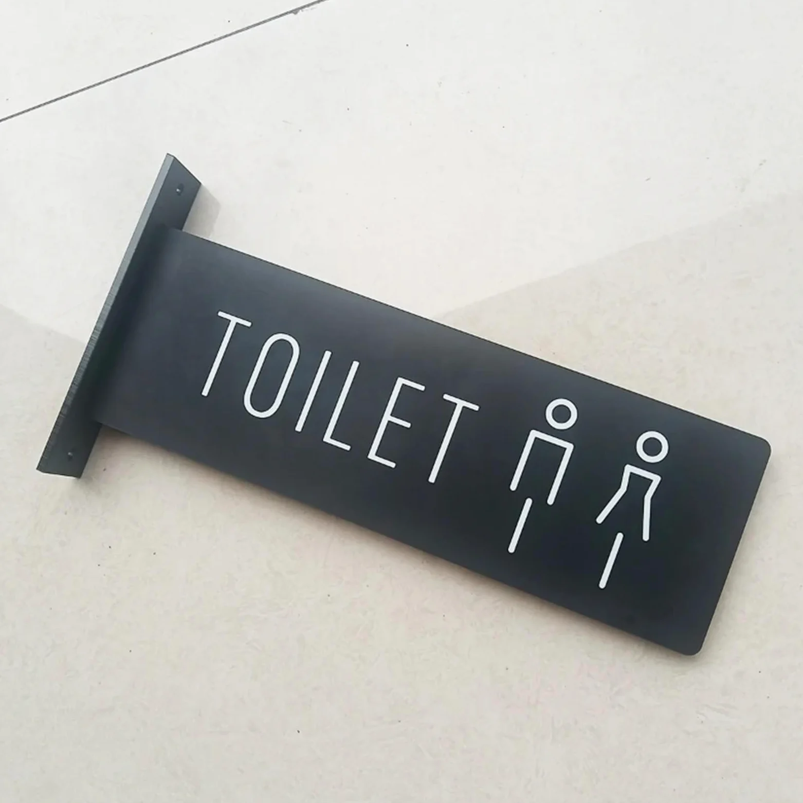 Letrero de Aseo Señal de inodoro doble cara, señales pared lateral baño, recordatorio, puerta montadas lateralmente for hombres y mujeres(1)