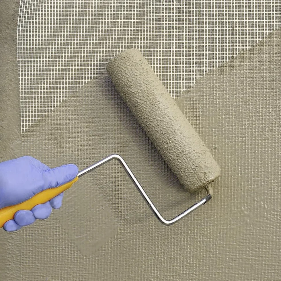 Malla cuadriculada de fibra de vidrio (Rollo 5m x 1m). Impermeabilización y reparación con morteros, caucho y pinturas impermeabilizantes