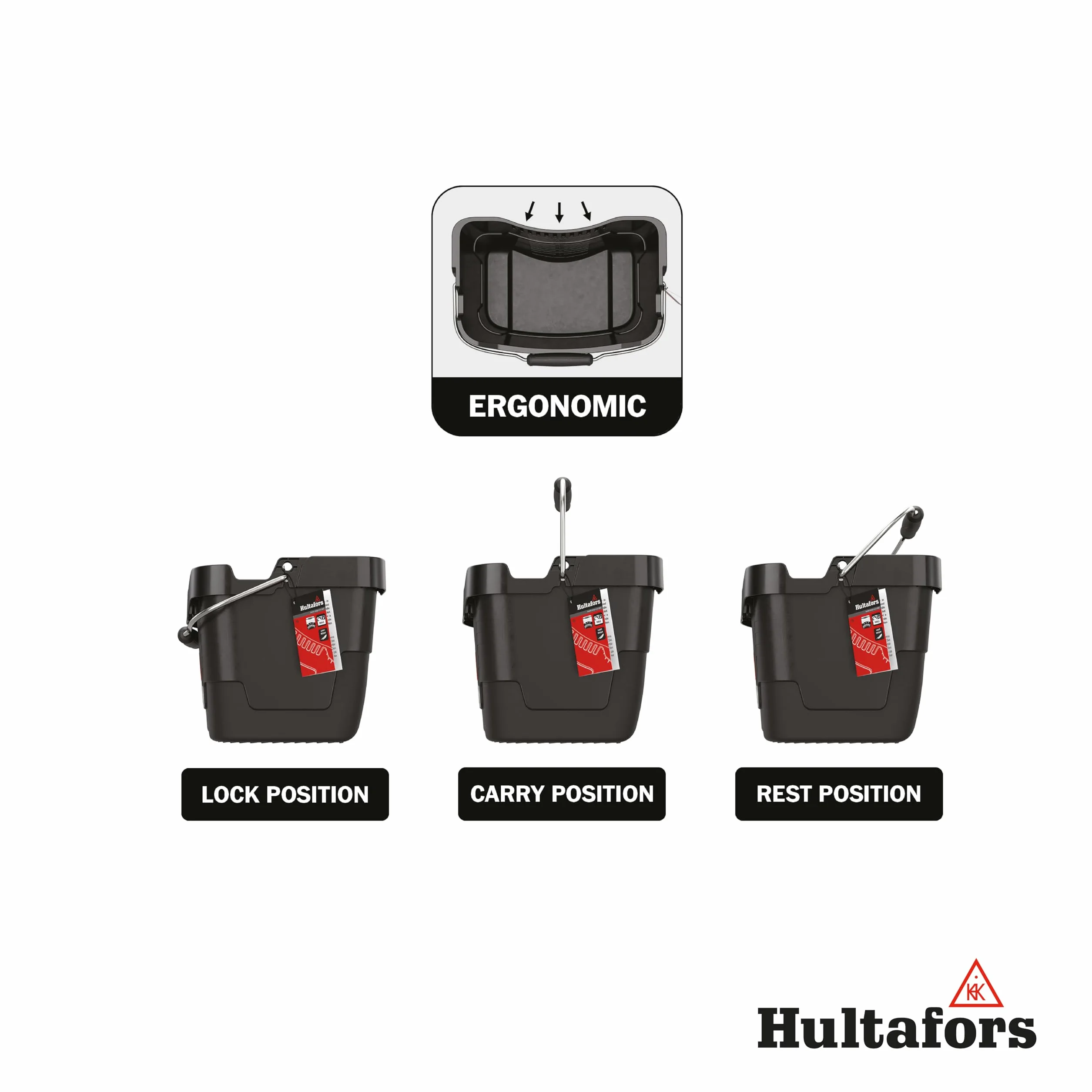 Hultafors Cubo para Herramientas de 15 litros I I con Capacidad para hasta 100 kg | Cubo con construcción ultrarresistente y Forma ergonómica I Made in Sweden I 590101
