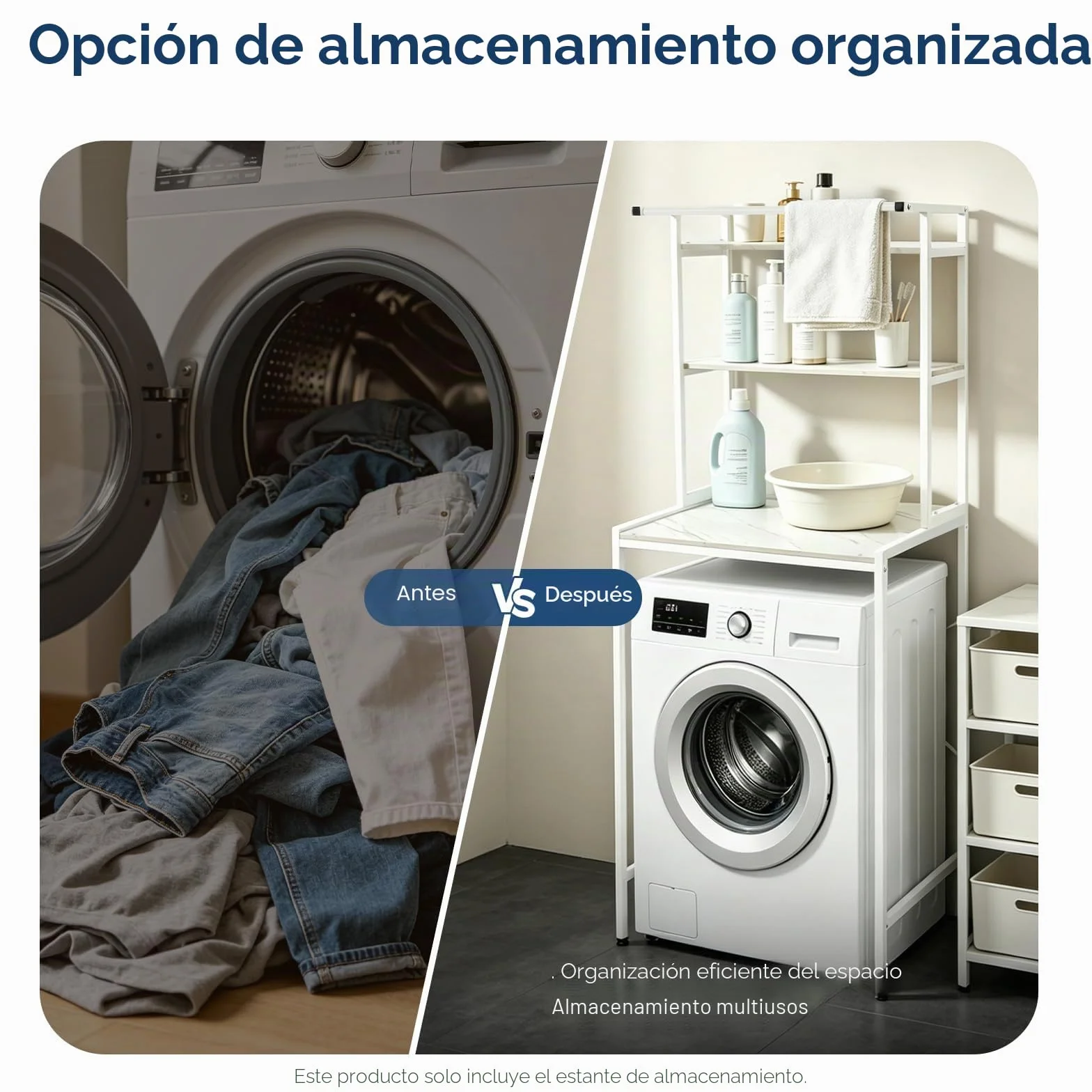 Estantería para lavadora de 3 niveles, armario ahorra espacio sobre lavadora, estante multifuncional para baño