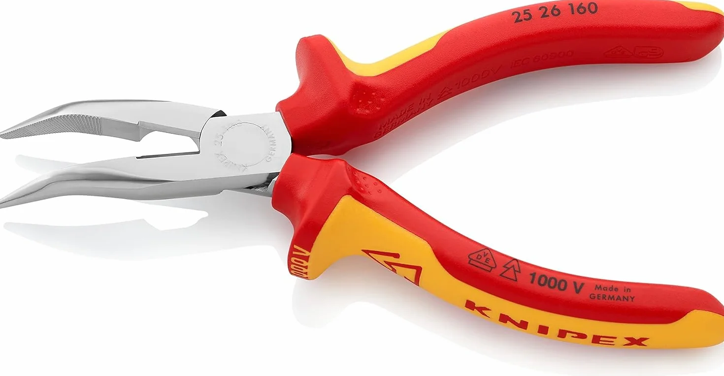 KNIPEX Alicate de montaje (alicate de radio) cromado aislados con fundas multicomponentes, según norma VDE 160 mm, 25 26 160