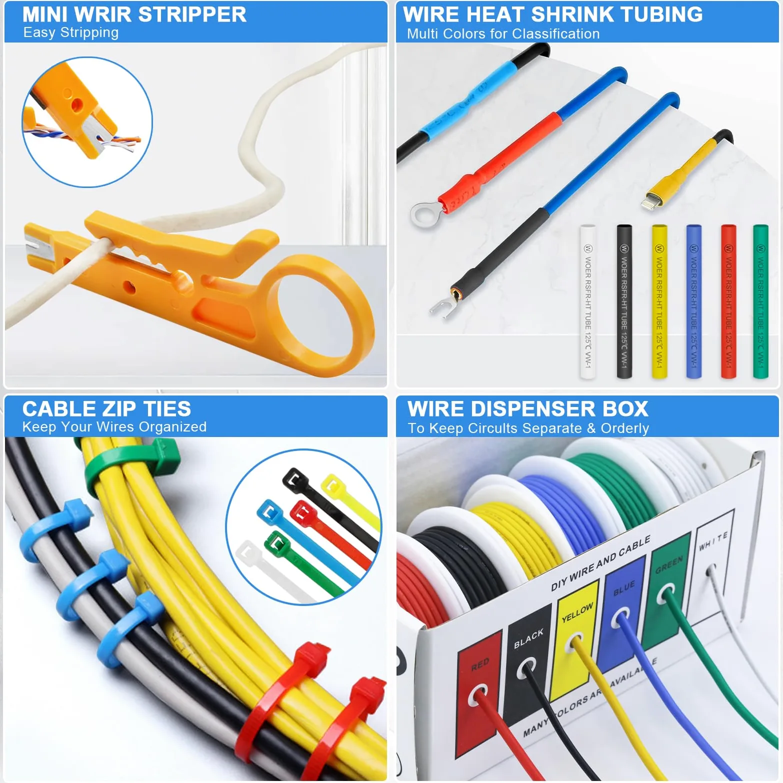 Cable eléctrico de silicona - 18AWG 0,75mm² 6 colores(cada color 8 m) Alambres eléctricos kit Alambre de cobre estañado trenzado Para bricolaje, modelos RC, lámparas, electrodomésticos, etc.