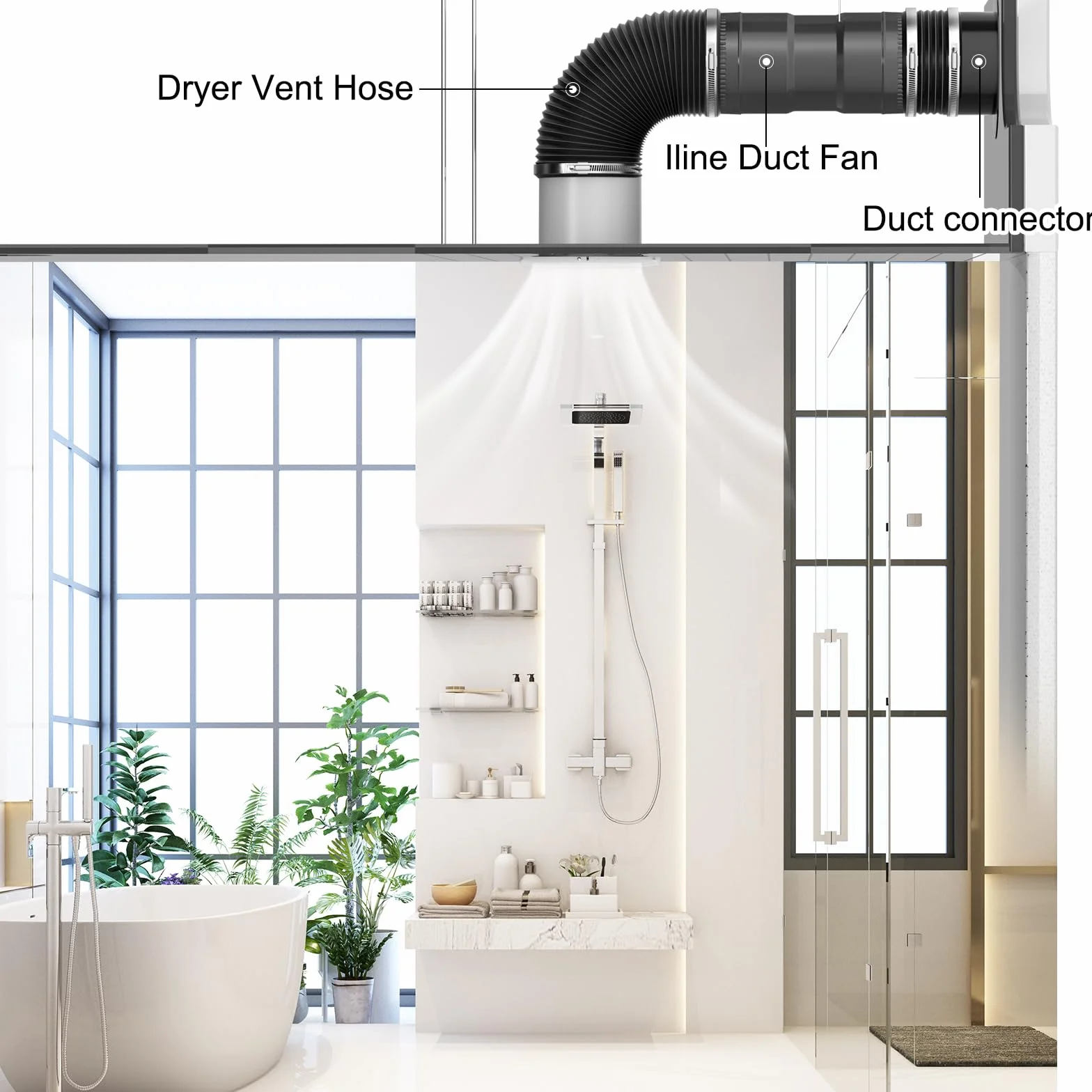 Hon&Guan Brida de tubo recto de 150 mm de diámetro, brida para tubo de ventilación, color blanco, brida de soldadura, brida de tubería para sistemas de ventilación, brida de pared de ABS