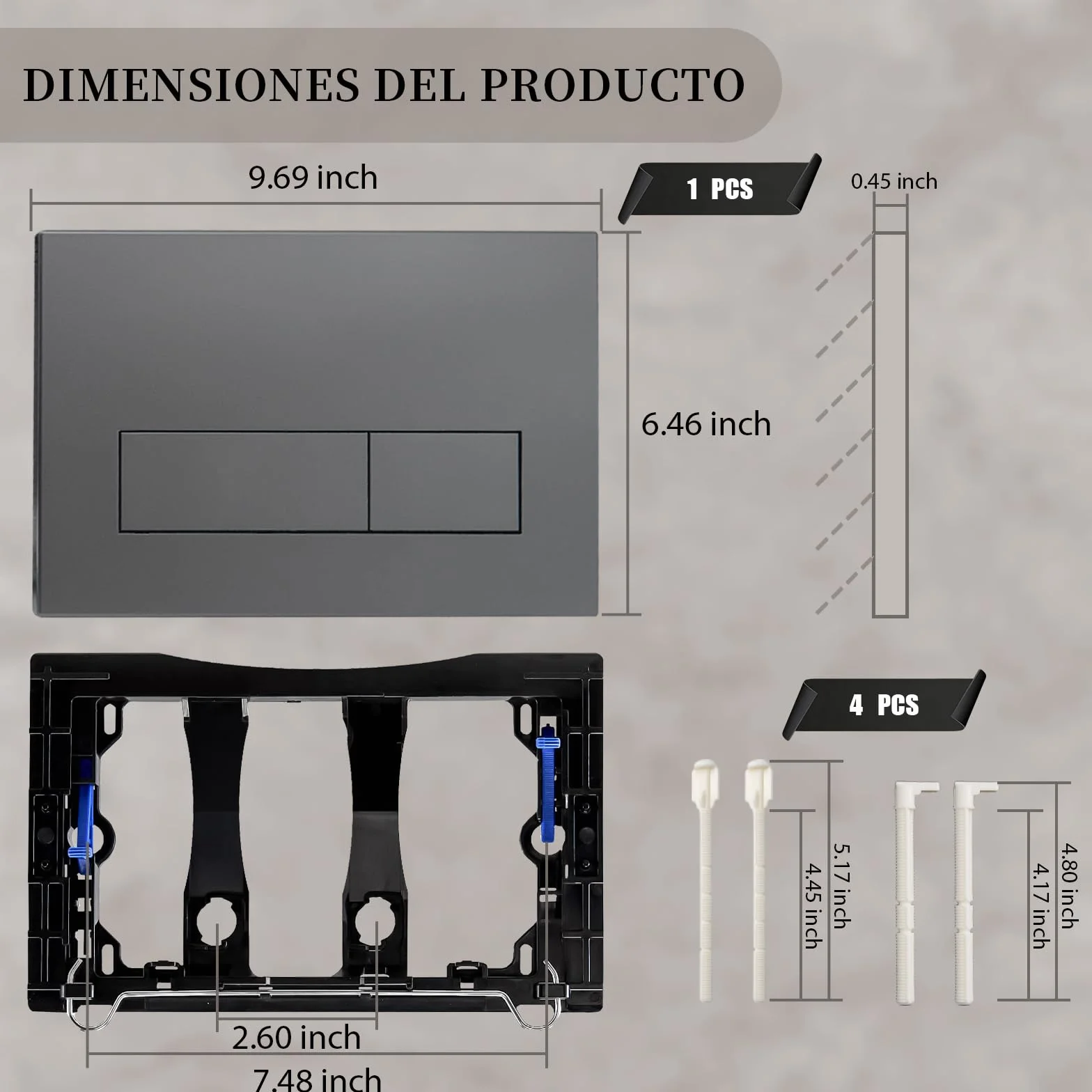 Geberit Sigma Placa de Accionamiento Doble Descarga 245x164 mm UP300 UP320 Gris Oscuro