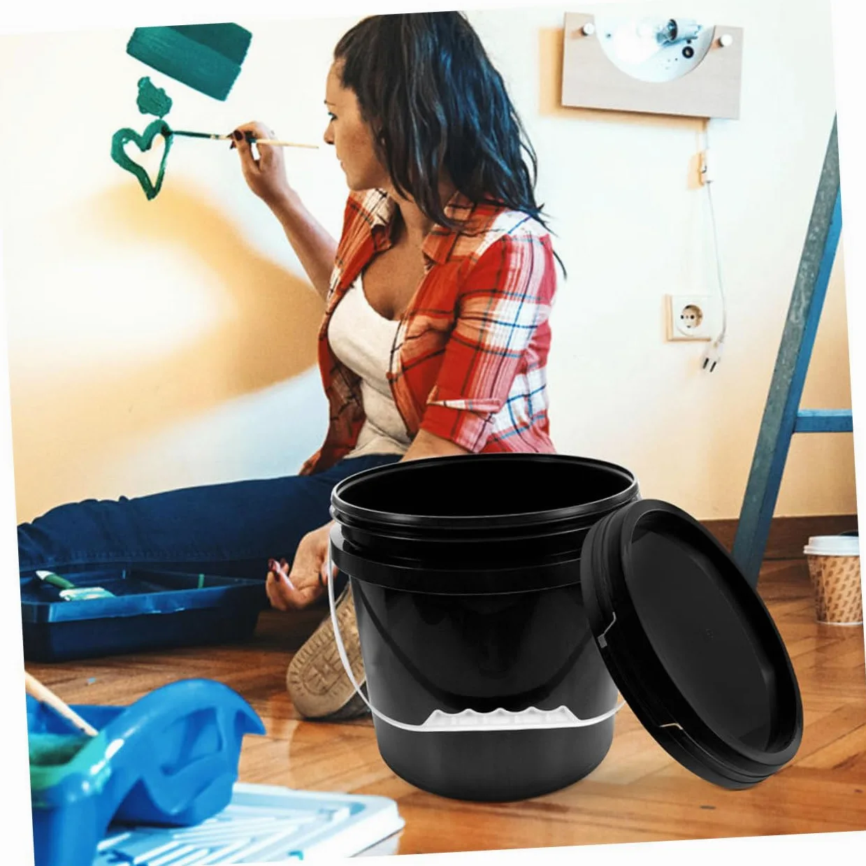 Mikikit Cubeta Redonda de Plástico Almacenamiento de Pintura y Pigmentos Uso Múltiple Proyectos de Pintura