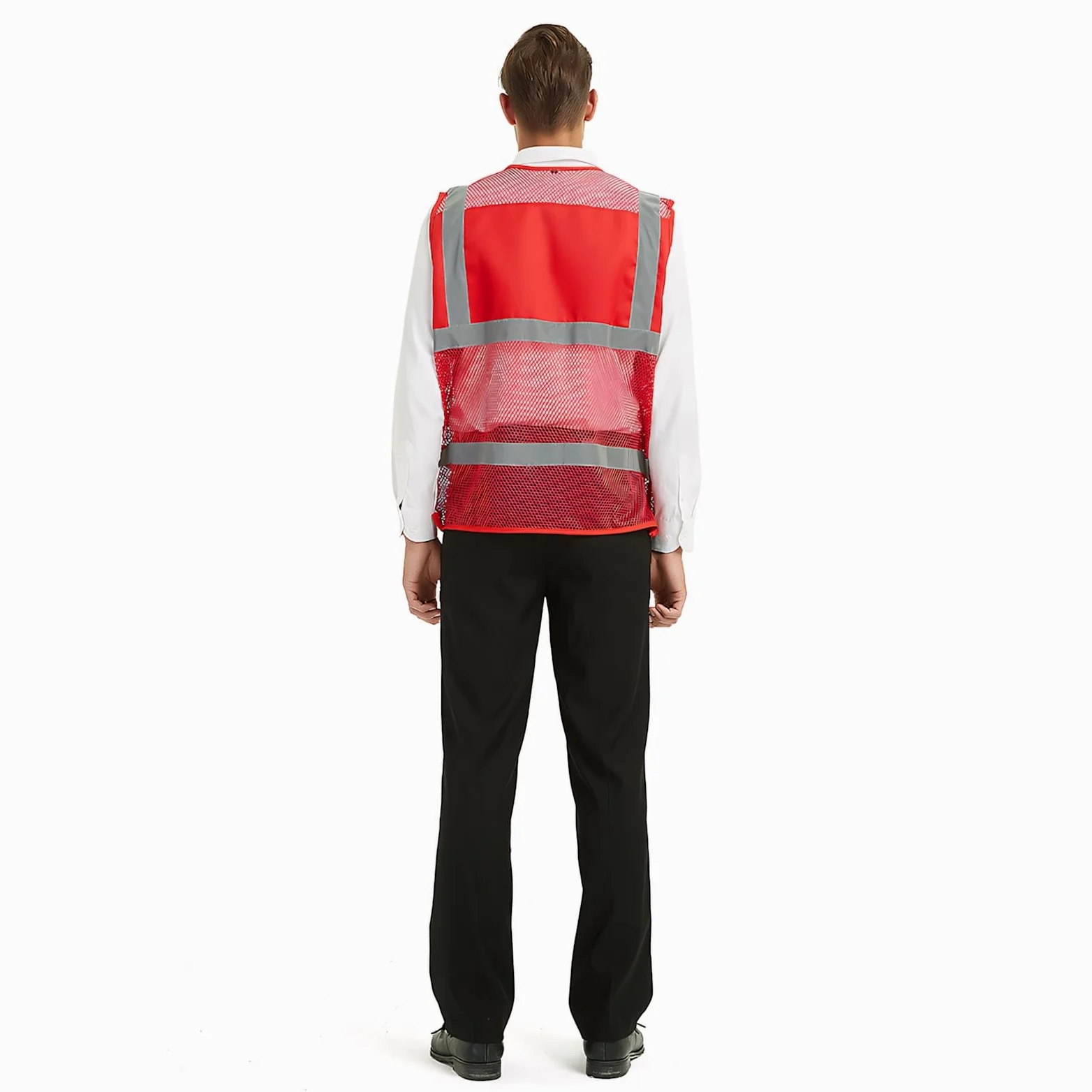 TOPTIE Paquete de 5 chalecos de seguridad transpirables frontales con cremallera de alta visibilidad unisex al por mayor, chaleco de actividad de voluntariado de malla