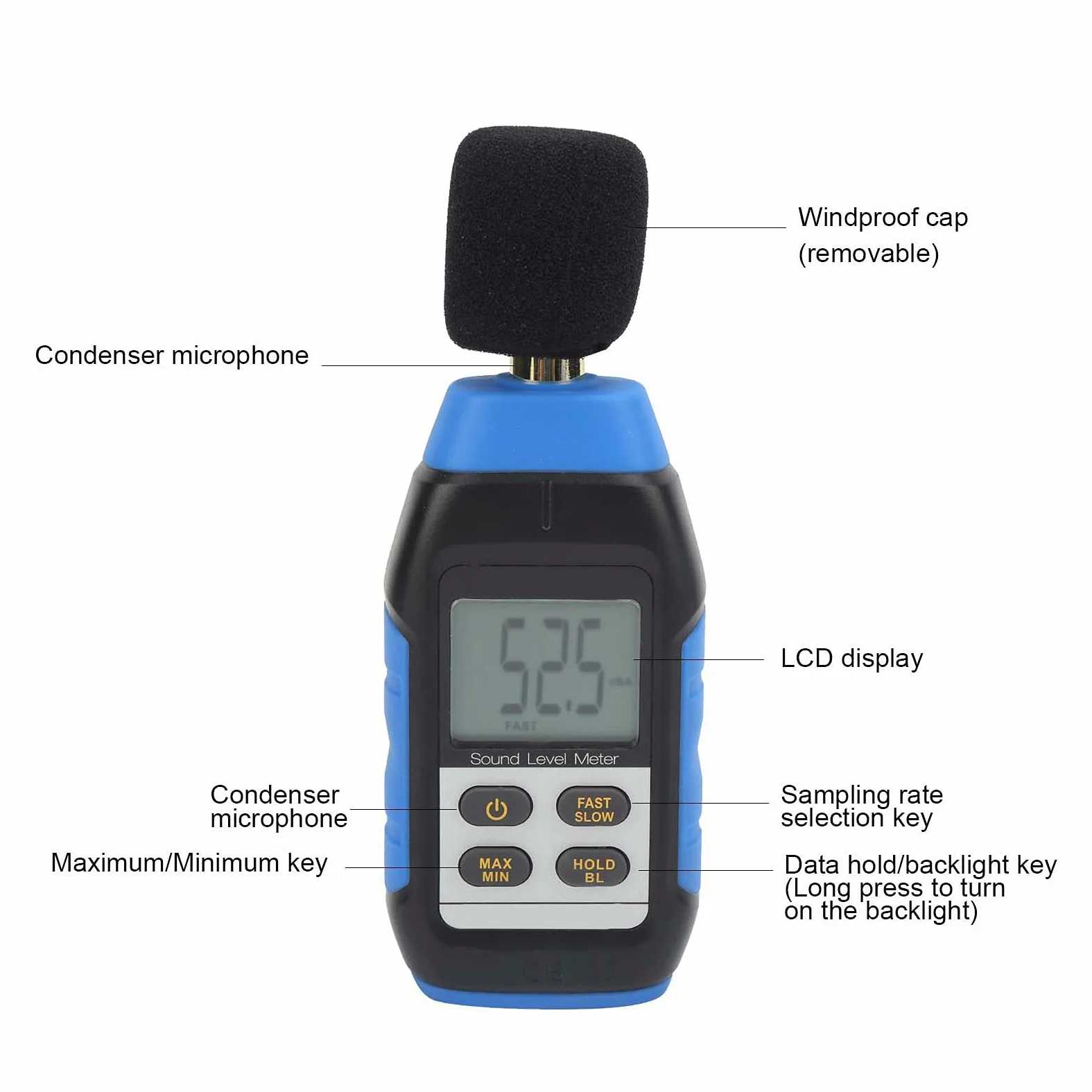 Medidor de Decibelios Portátil VMS-1, Probador de Ruido de Alta Precisión para Fábricas y Audio Doméstico, Plástico + Metal