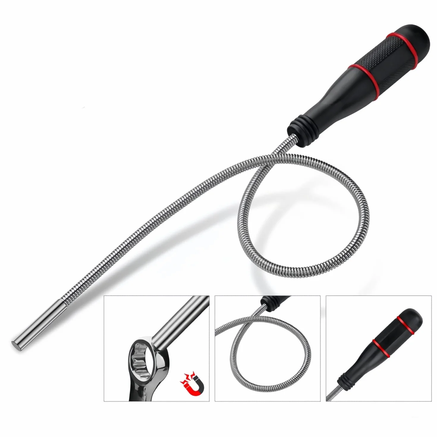 Herramienta de Recogida Magnética Flexible,Varita de Elevador Magnético,Herramienta Telescópica,Iman Flexible Extra Fuerte