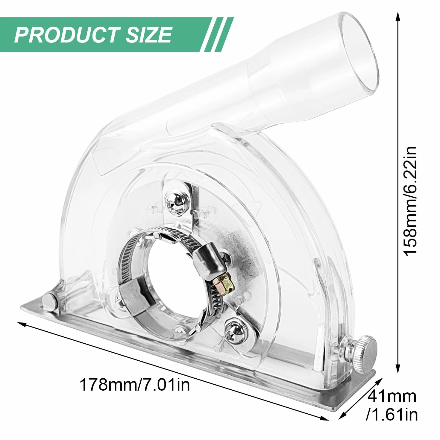 Campana de Escape de Amoladora de 100 mm/125 mm/150 mm con Llave Hexagonal y Arandelas, Campana de Amoladora Angular con Ranuras Guía para Discos de Corte de 90 mm, 115 mm y 125 mm (1)