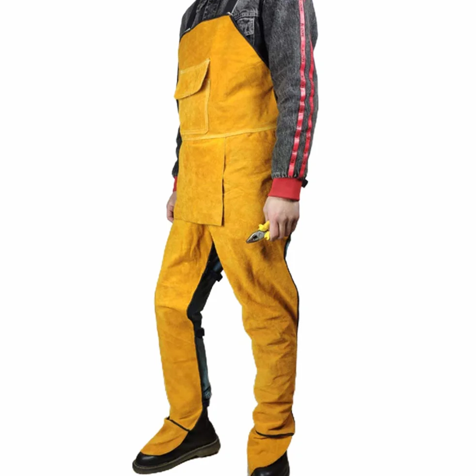 Yunobi Delantal de soldadura profesional – Delantal de soldadura de cuero con pierna dividida para hombre, protección de soldadores, carpintero, herrero, trabajador de jardín, britches, pantalones,