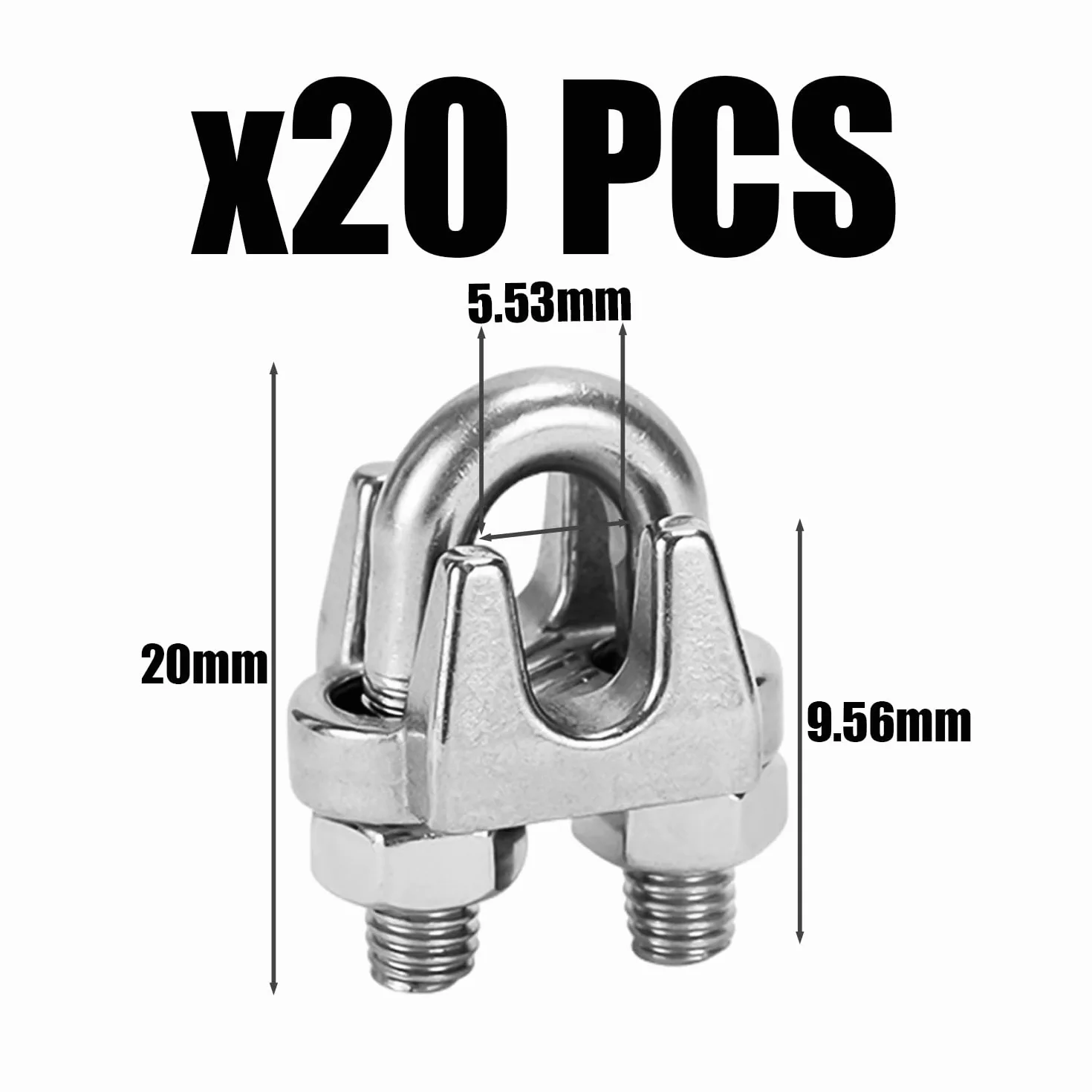 20 Piezas De Mandriles De Cable, Abrazaderas De Cable De Acero Inoxidable, Sujetadores De Sillín con Pernos En Forma De U, Adecuados para Muebles, Tuberías De Seguridad Y Equipos De Gimnasia.