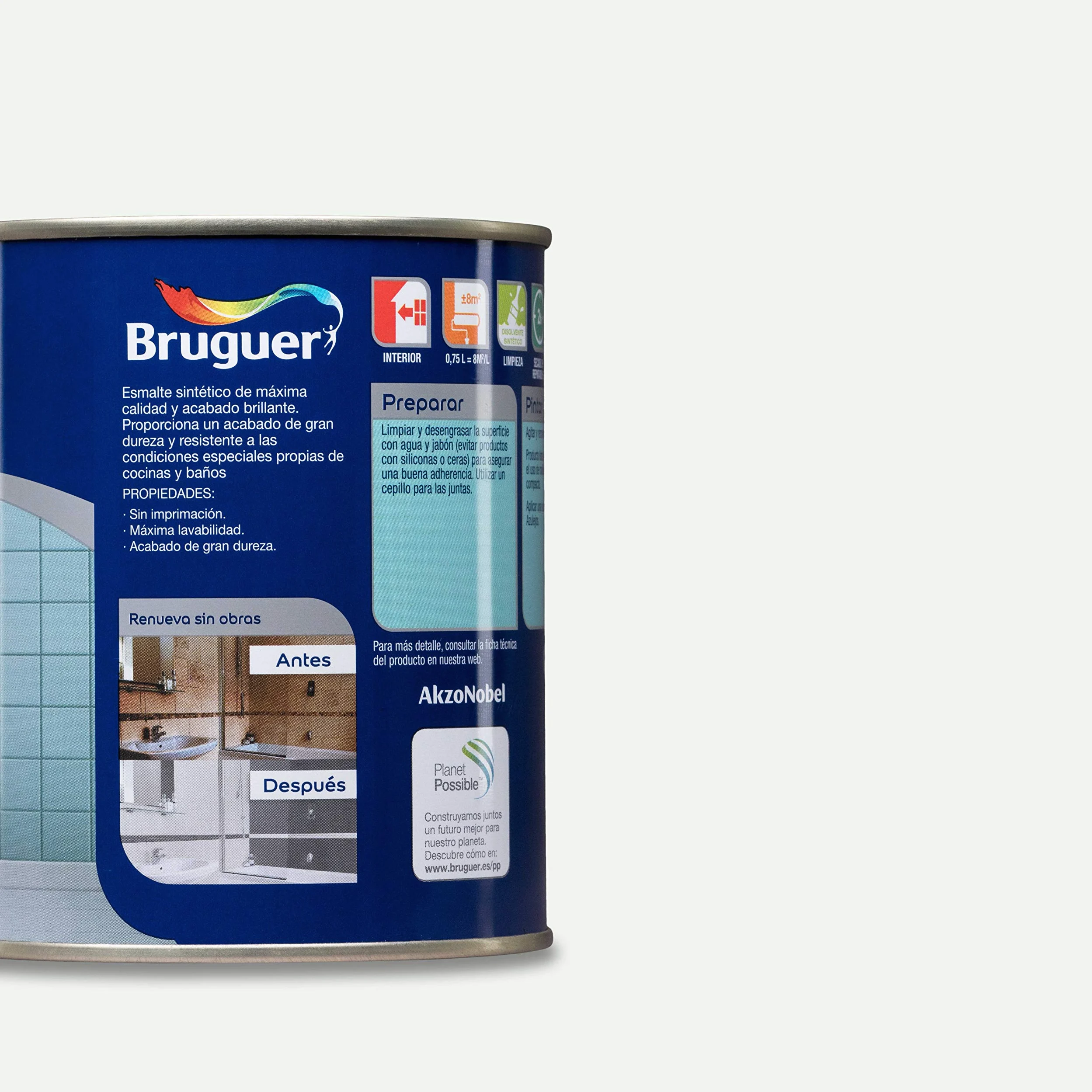 Bruguer Esmalte para Azulejos Brillante Blanco Harina 750 ml