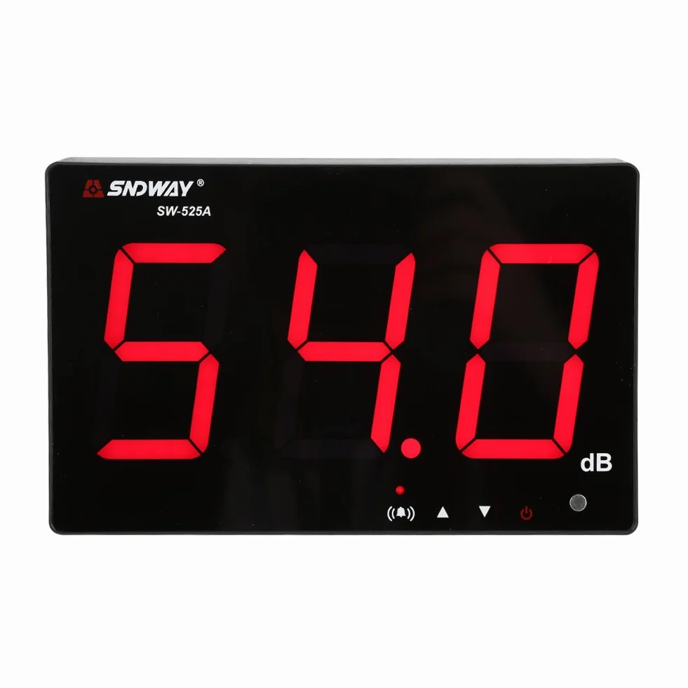 Medidor de nivel de sonido, 30~130db Pantalla LCD de 9,6" Probador de medición de ruido de decibelios para colgar en la pared con alarma(SW-525A)