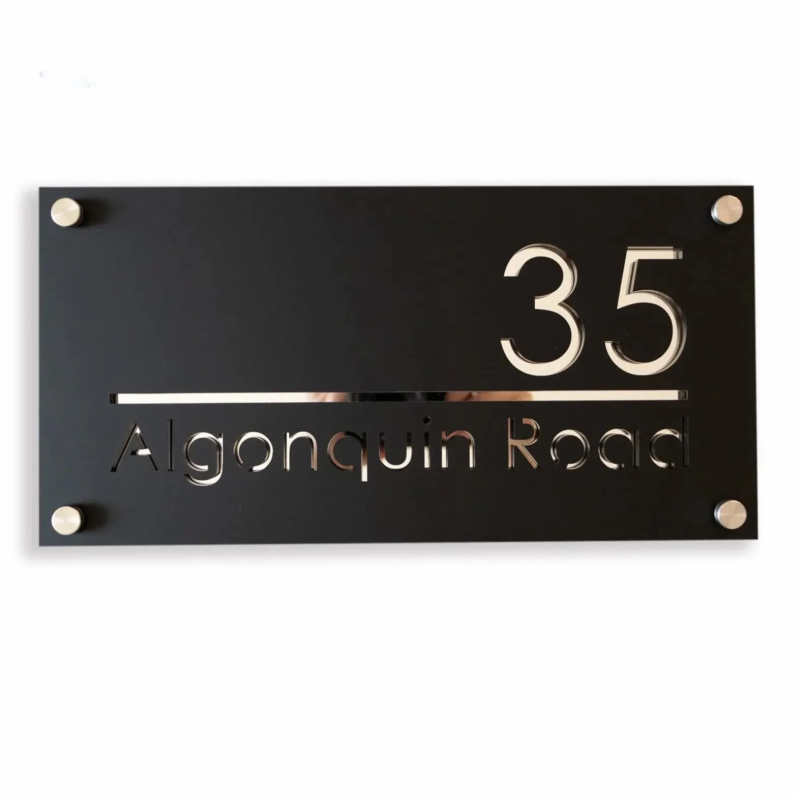 Placa De Dirección Personalizada,Letrero De Número De Casa 3D Acrílico Personalizado Con Nombre De Calle,Numeros Casa Exterior,Señal De Dirección De Tienda Placa (20 * 40cm,Plata y negra)