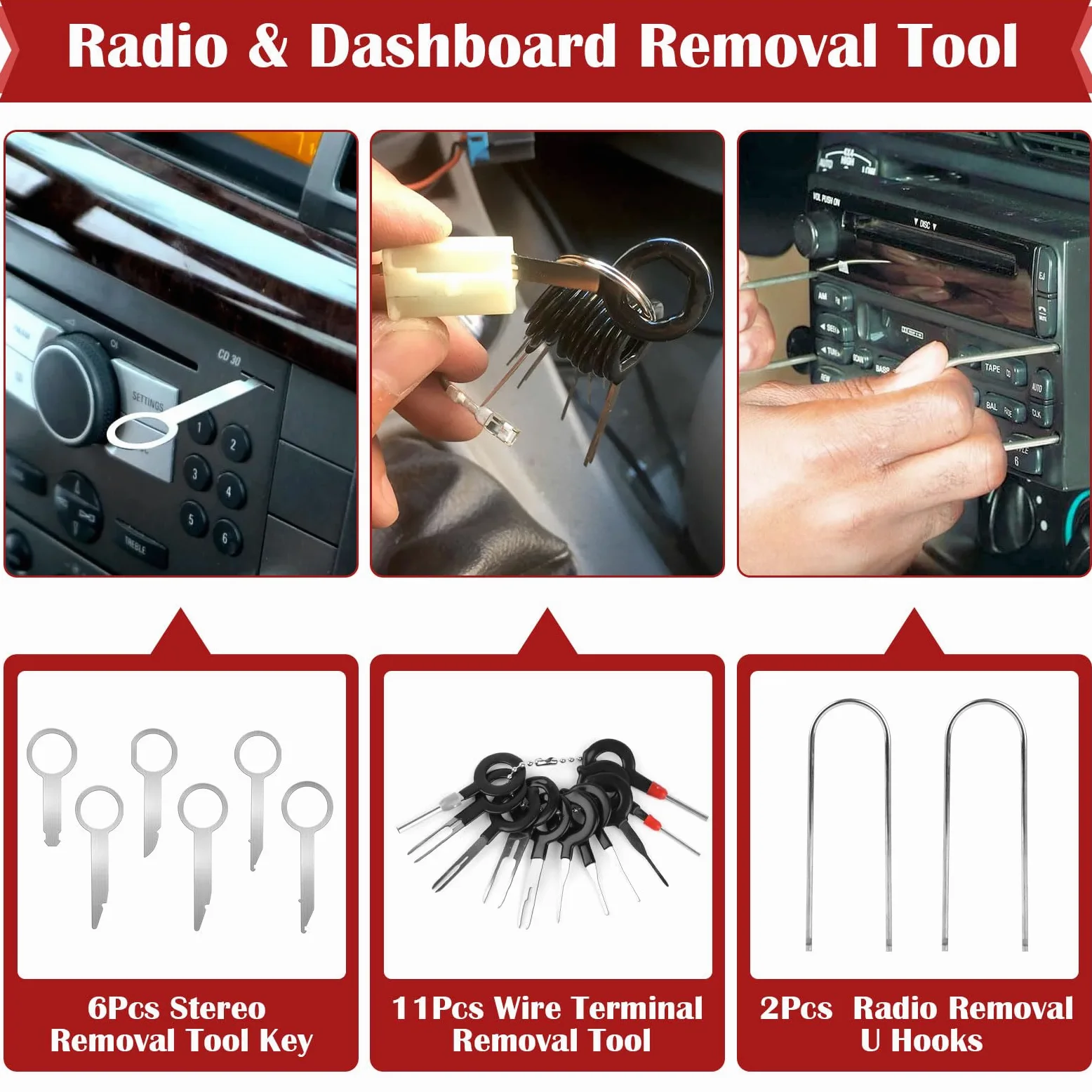 158pcs Herramientas Kit Desmontar Coche, Kit Mantenimiento De Interiores Automotrices, Cuñas de Plástico para Quitar Paneles Y Paneles de Puerta de Coche, Herramientas de Revestimiento Interior