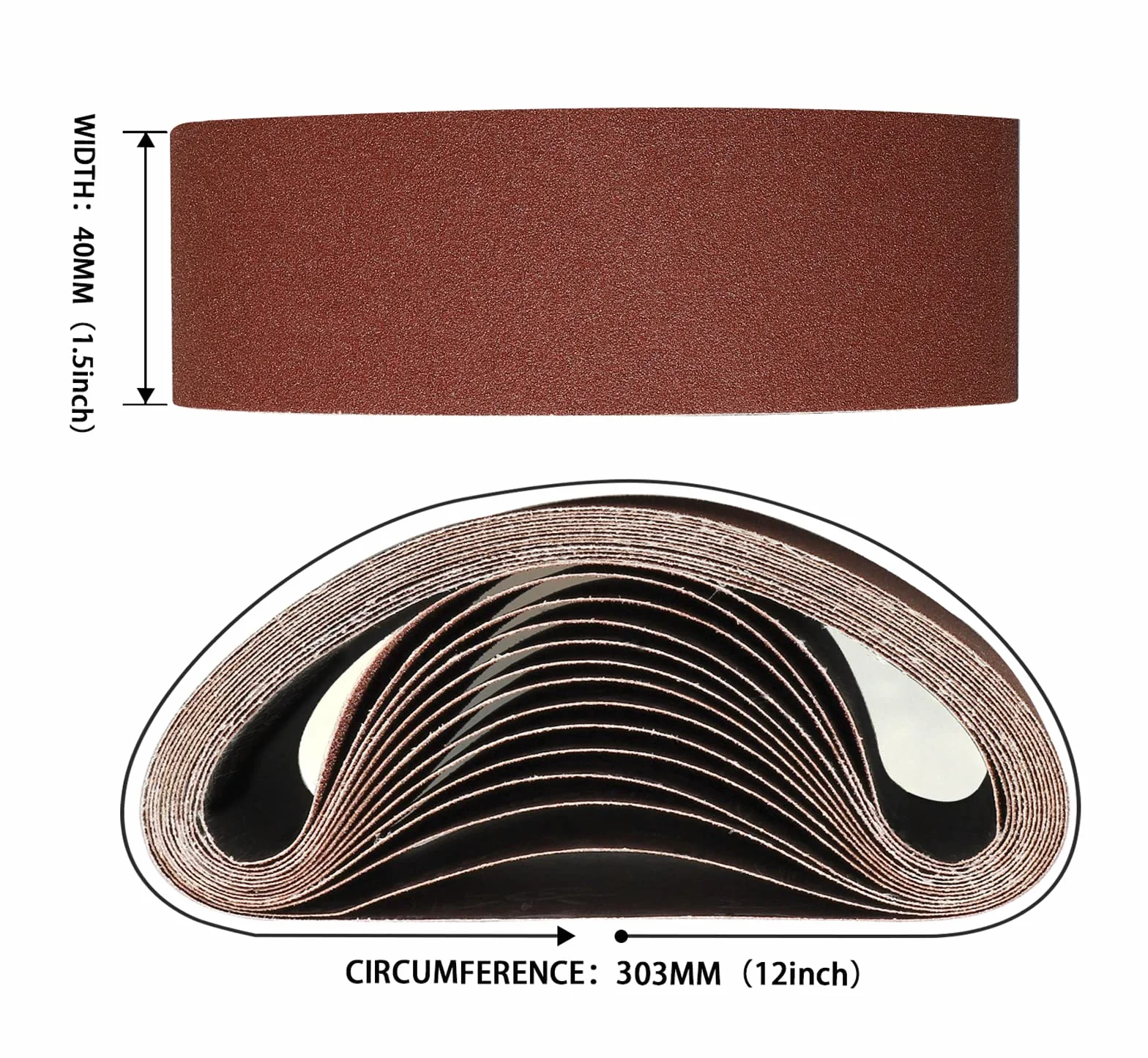 Bandas de Lija 40 x 303mm 60/80/120/240/400 Granos Correas para Lijar (10 Unidades)