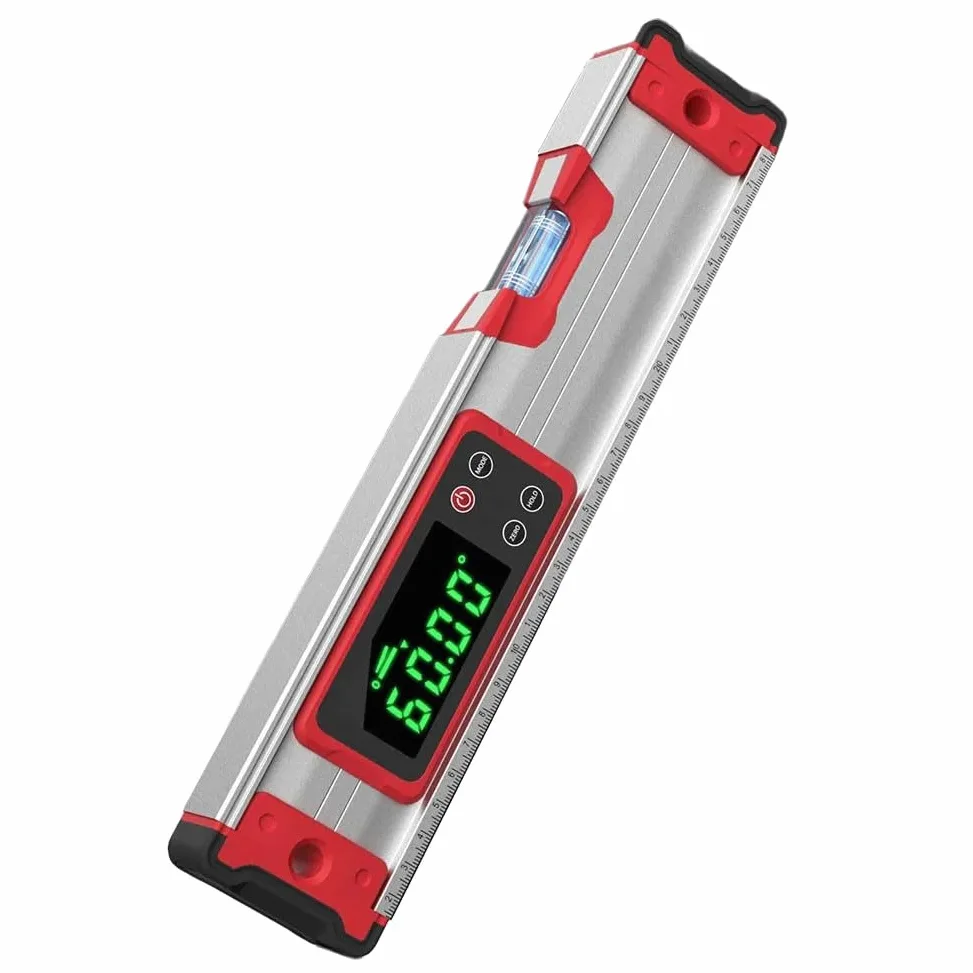 Nivel digital electrónico, regla de nivel de aleación de aluminio de 200 mm a 600 mm con buscador magnético de pendiente y medidor de ángulo impermeable para uso de nivelación digital de tres pulgadas