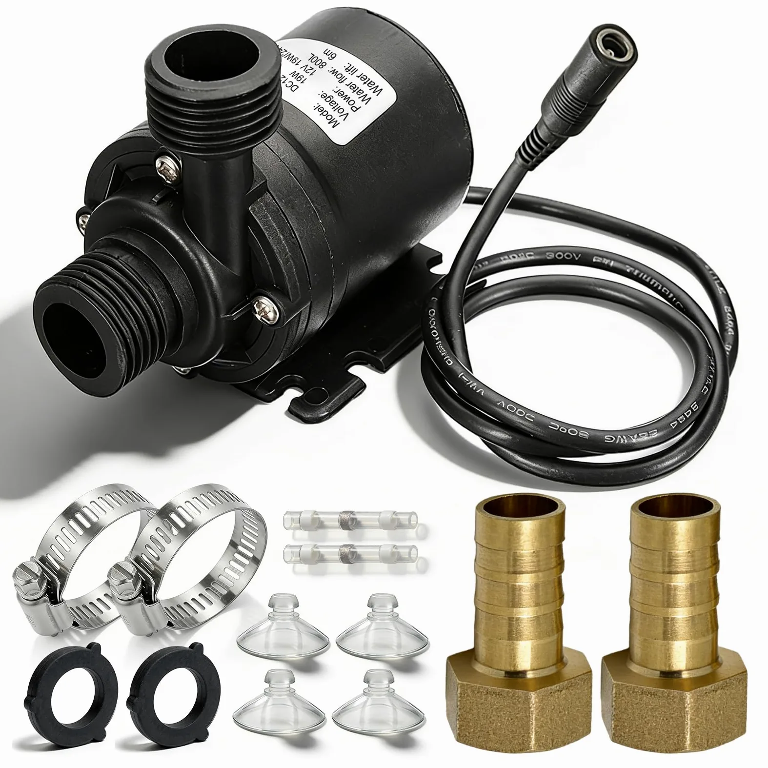 Bomba de agua sin escobillas DC 12 V, bomba sumergible mini con eje de cerámica, bomba de circulación para acuario, 800 L/H, altura de extracción de 5 m, para estanque, fuente, piscina