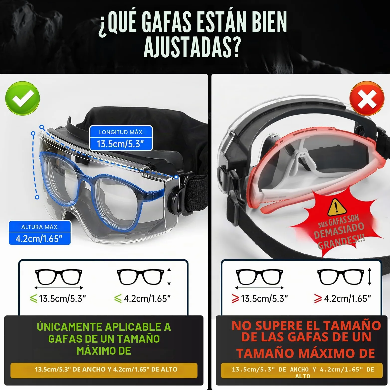 OneTigris Gafas de protección tácticas, gafas de seguridad a prueba de polvo, gafas de seguridad con CE EN166 y ANSI Z87.1, gafas de protección de visión completa para usuarios de gafas, obra