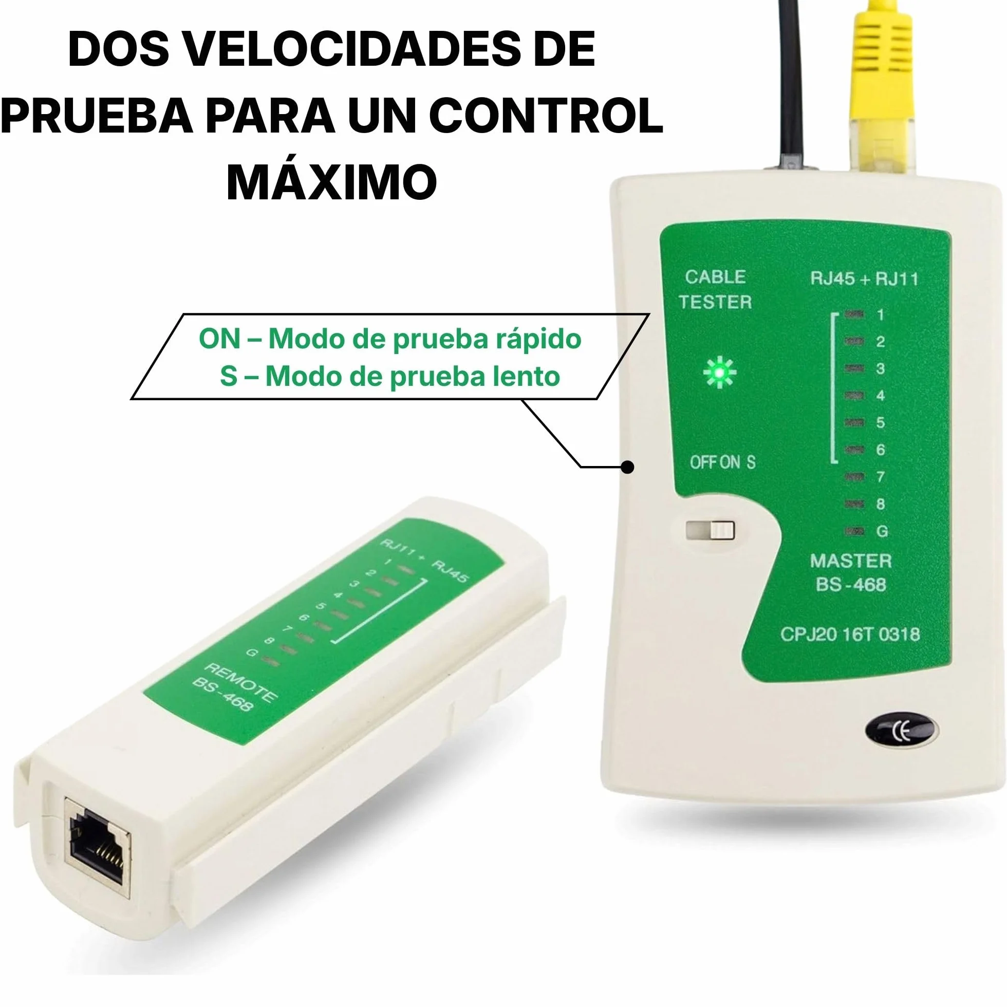 Incutex Comprobador de Cable RJ45 RJ11 Ethernet LAN Cat5 Cat6 Localizador, Kit Probador, Blanco-Verde