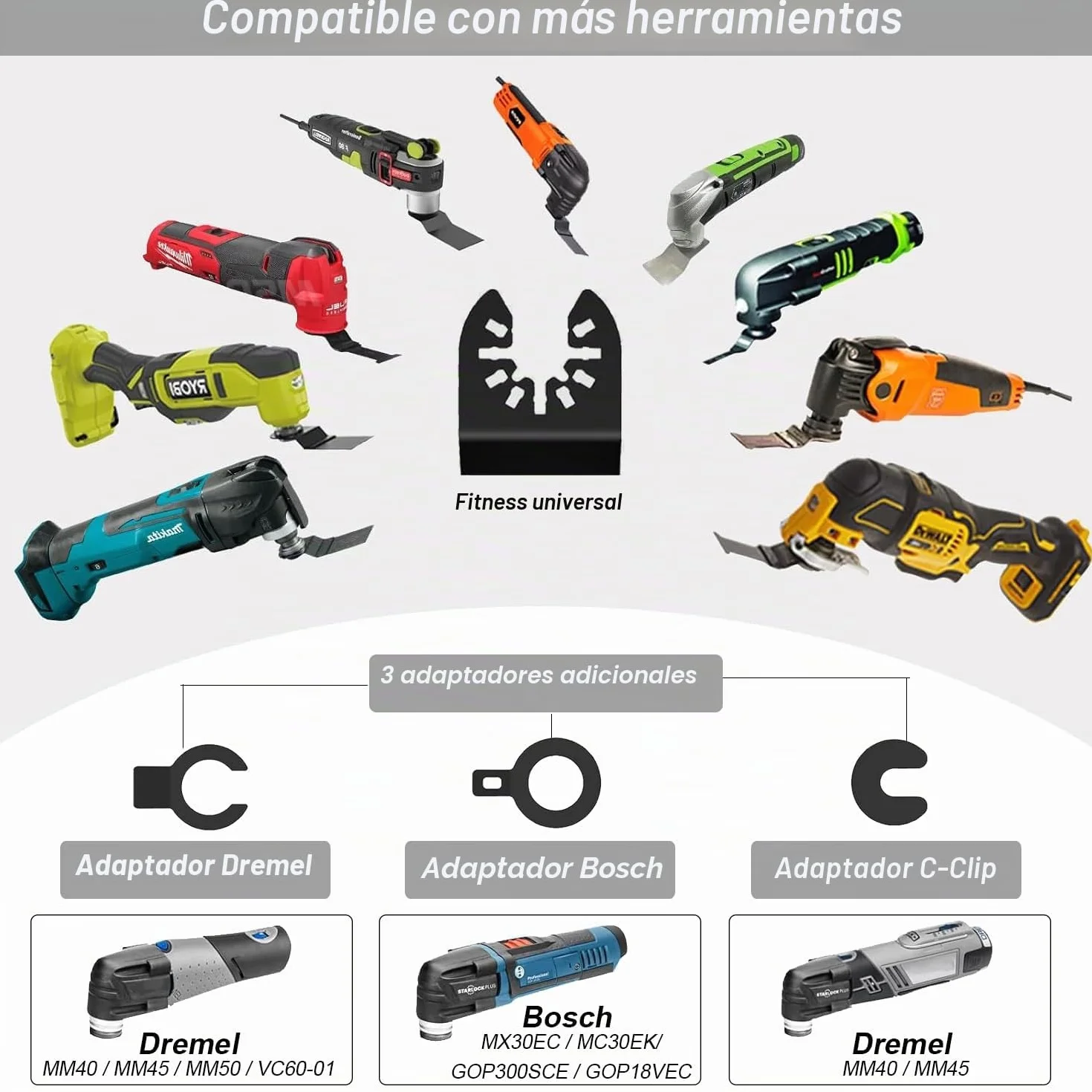 Juego de Hojas de Sierra Oscilantes Cuchillas para Herramientas Oscilantes 53PCS Cuchillas Oscilantes Multiherramienta de Corte Acero Sierra para Madera y Plástico Liberación Rápida con 3 Adaptadores