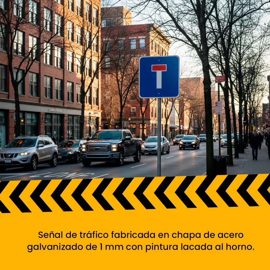 PARKING FÁCIL | Señal de Tráfico Chapa Economica | Resistente de Acero Termolacado | Señalización de Carreteras | Seguridad Vial | Máxima Visibilidad, Tamaño 50 cm (Calle sin Salida)