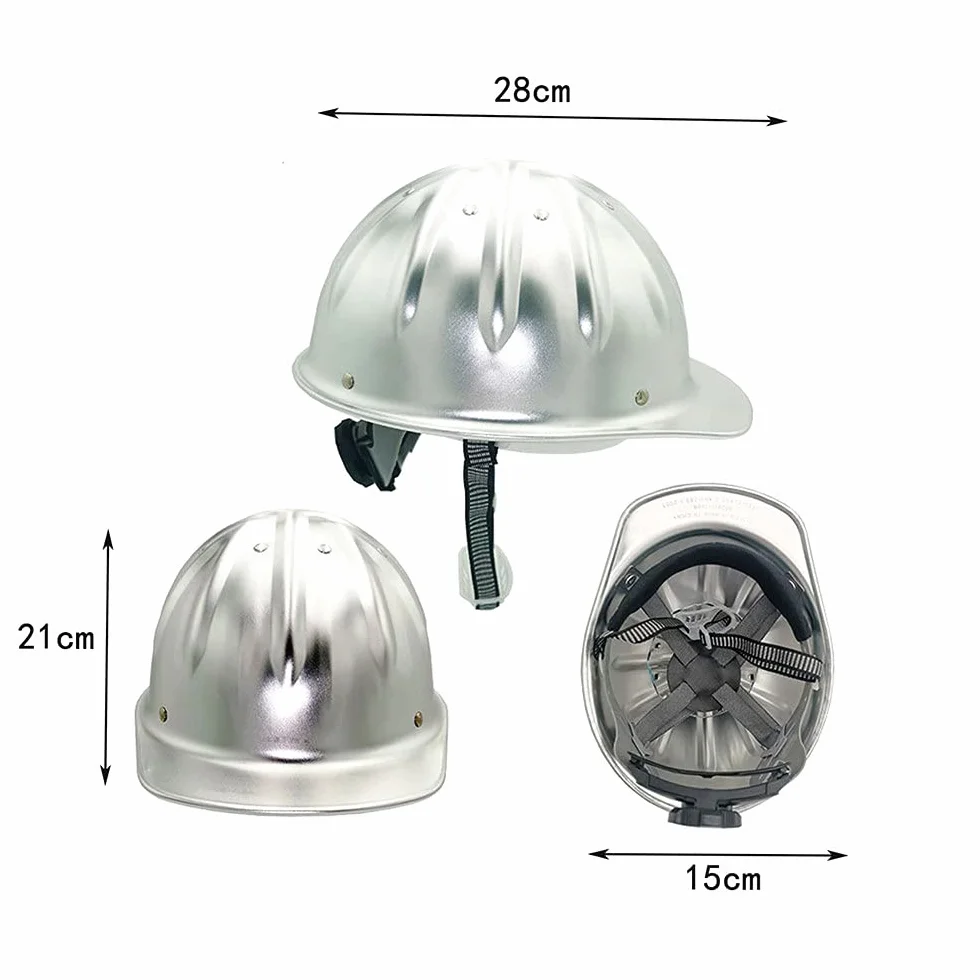 Casco de Seguridad, Sombreros Grandes Casco rígido de Lado Ancho Casco de Aluminio Casco Protector Ajustable Casco de construcción El Refuerzo de aleación de Aluminio en la Parte superi