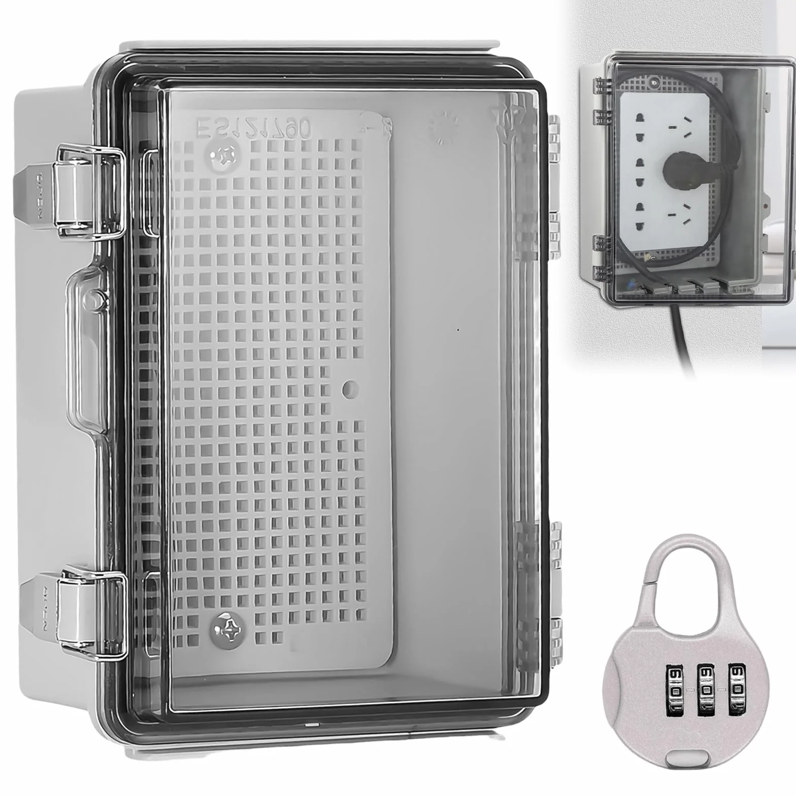 Caja de conexiones resistente al agua IP66: caja de distribución para montaje en superficie, caja de conexiones eléctricas ABS, caja de distribución exterior, armario de distribución transparente