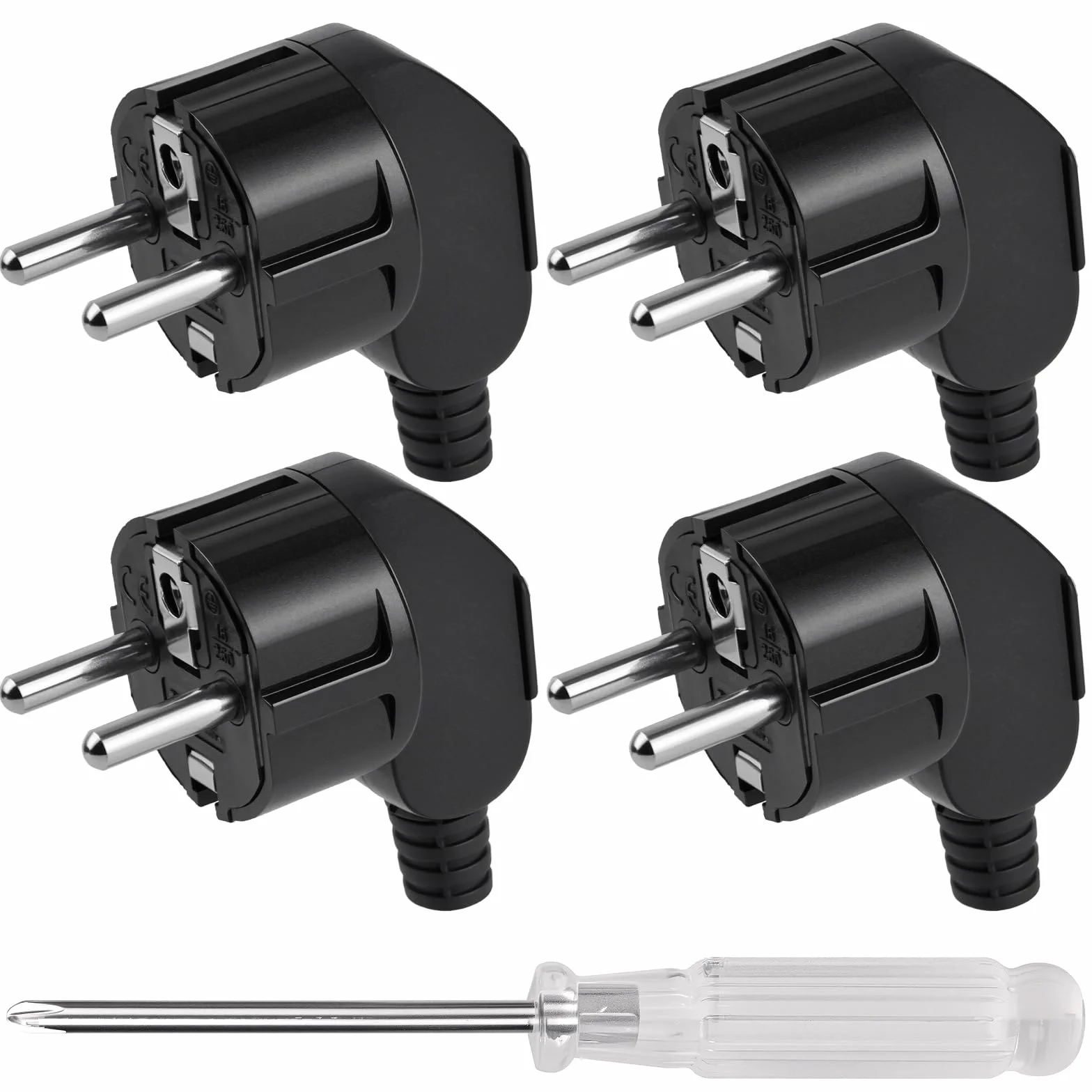 AXFEE Clavija Enchufe Macho 4 Piezas 250V 16A Exterior Negro