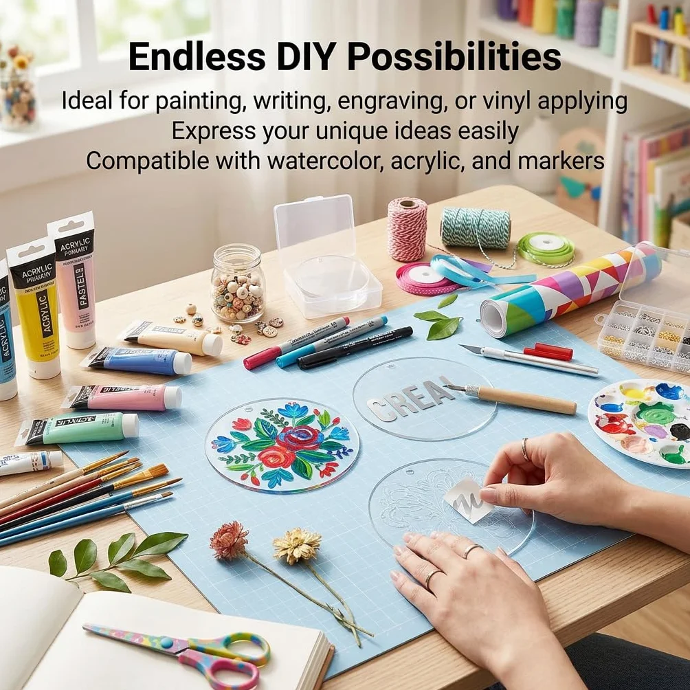 30 discos acrílicos redondos con agujero de 7,5 cm, placas de 1 mm de grosor, transparentes para plóter en blanco, placa de cristal acrílico para pintar, llaveros, manualidades y decoración de bodas