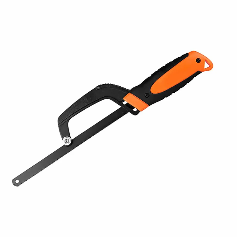 Mini sierra para metales, marco portátil de aleación de aluminio para carpintería, corte de PVC y bricolaje, naranja/negro