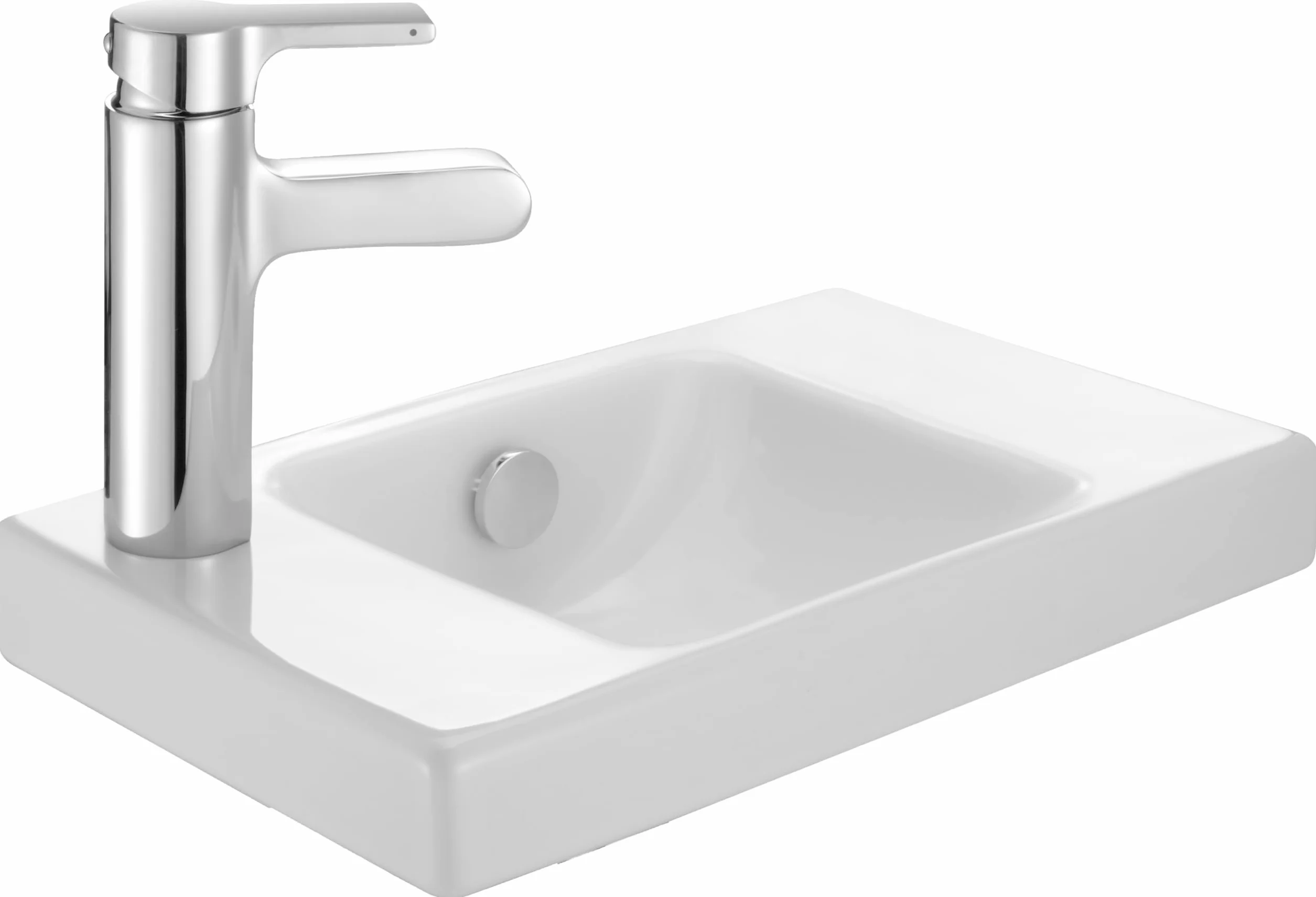 JACOB DELAFON Lavamanos cerámico de 40x25cm Orificio para grifería a izquierda Incluye embellecedor de rebosadero y fijaciones Fácil limpieza Color Blanzco Odéon Up E4759G-00