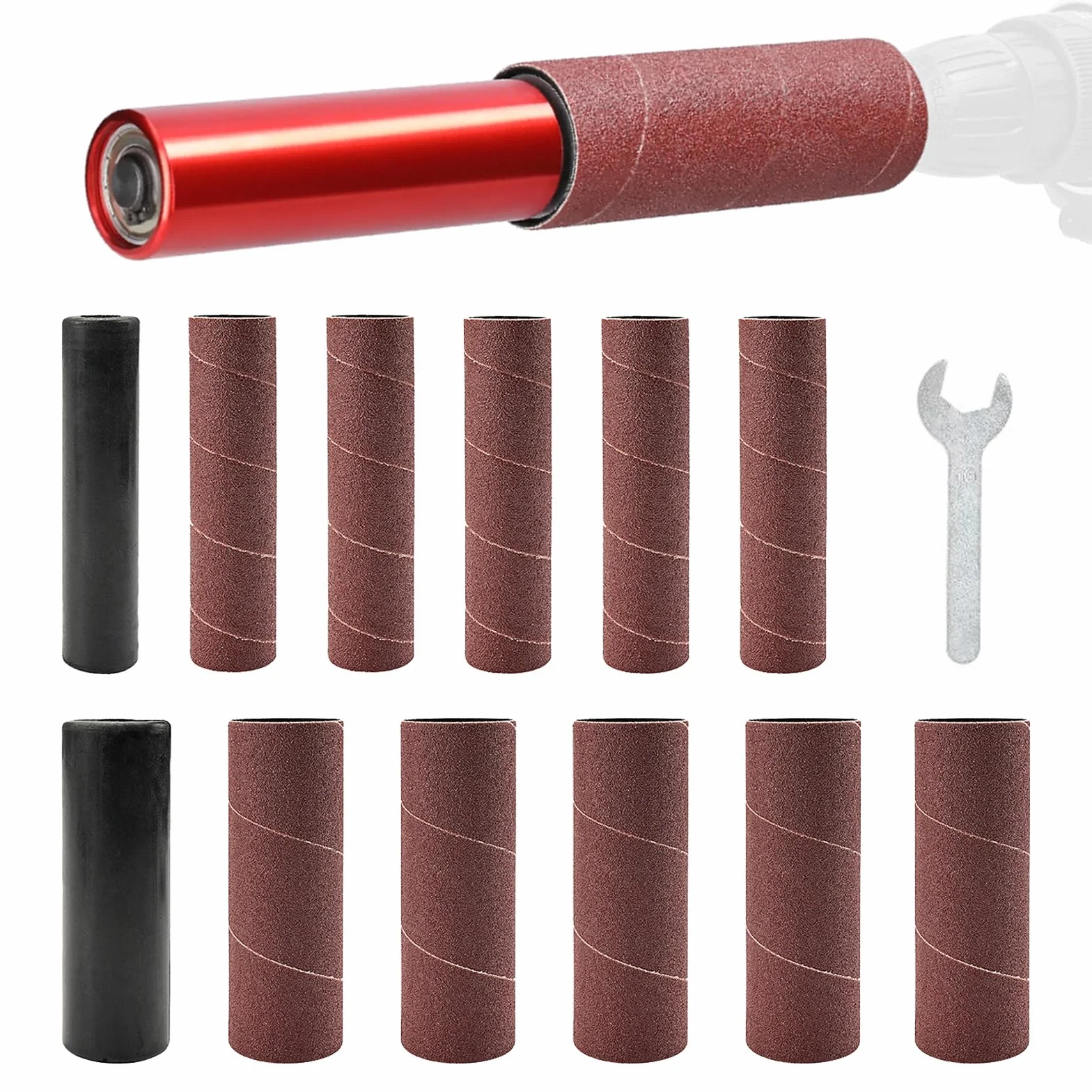 Juego De Tambor De Lijado De Goma, 14PCS Mandril De Lijado De 1,5 Adaptador De Lijadora De Husillo Manguitos De Lijado Rodillos De Lijado Accesorios Juego De Tambor De Lijado De Mano Para Taladros