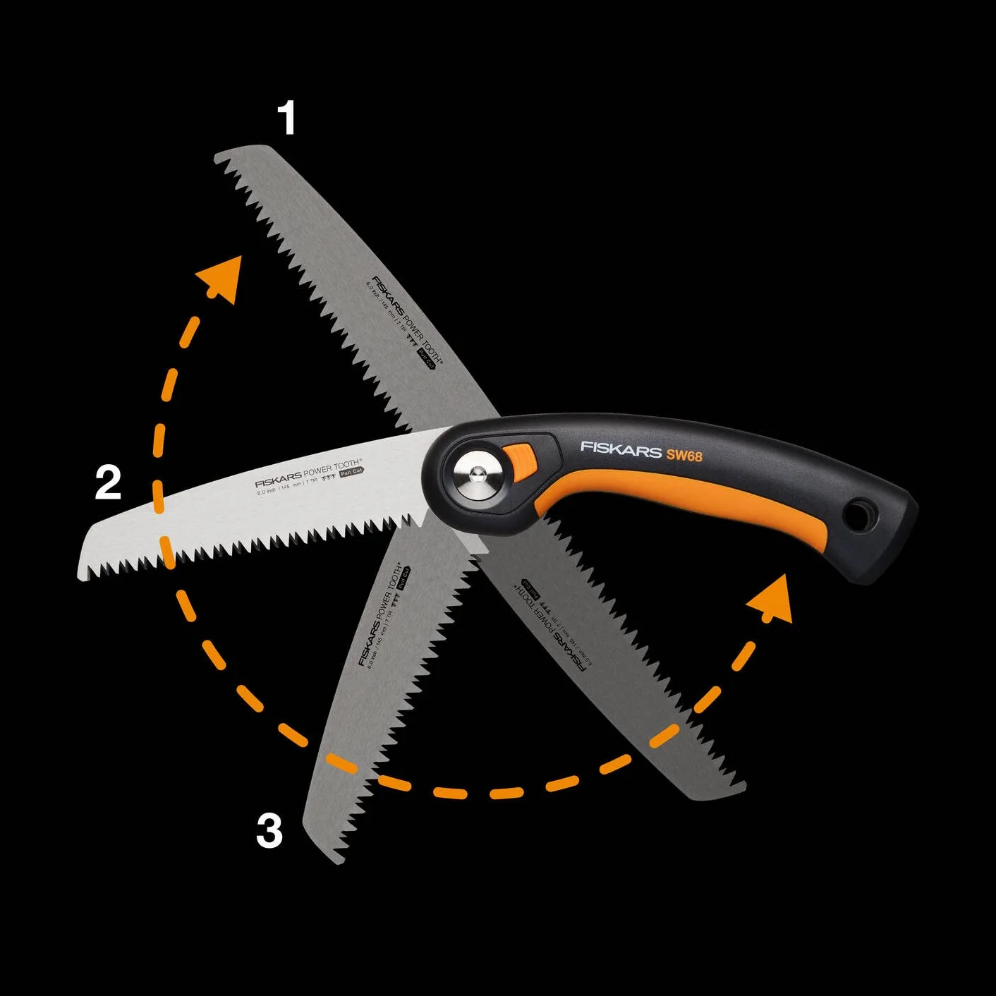 Fiskars Sierra plegable Plus 15 cm Power Tooth Negro/Naranja