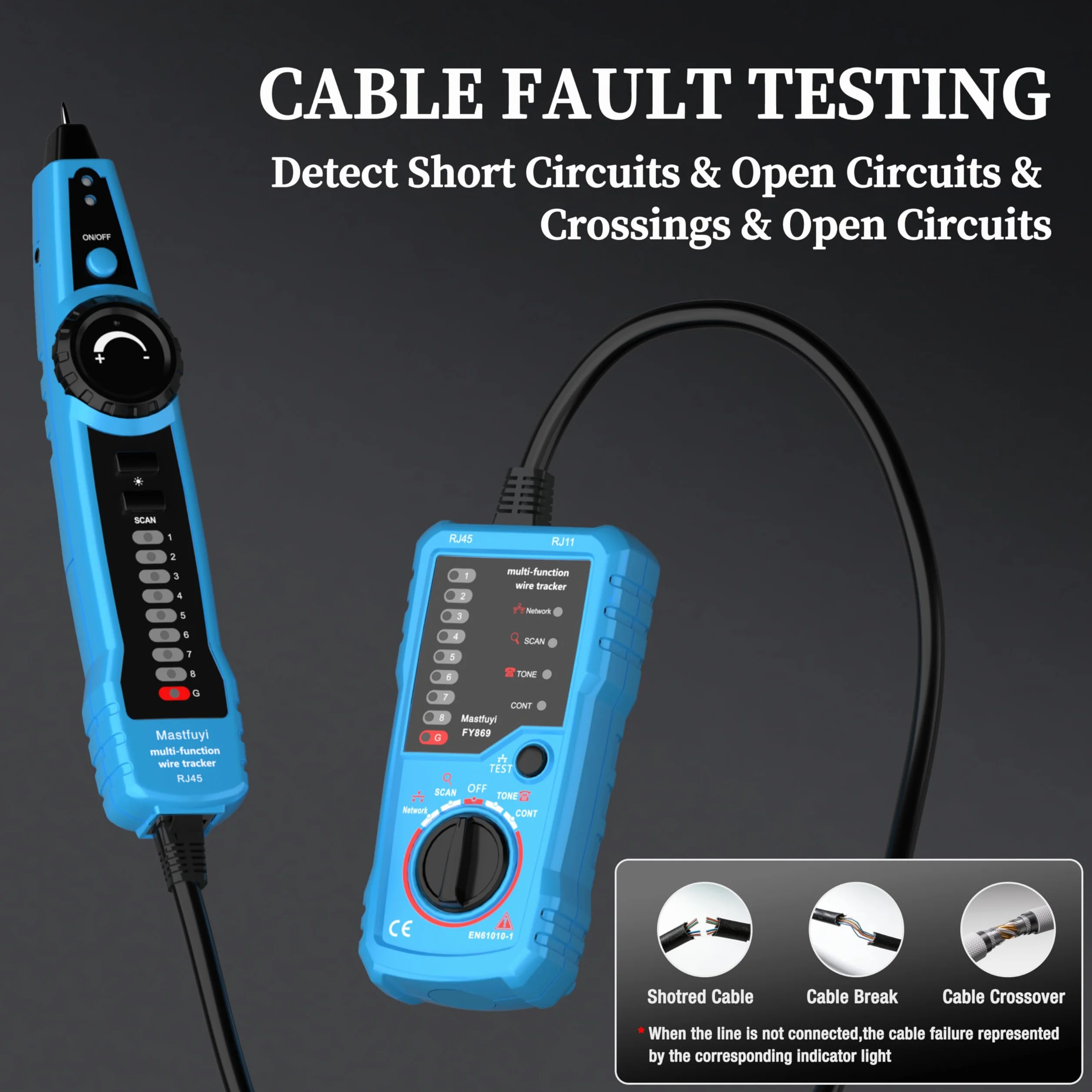 Probador de cables de red, rastreador de cables multifunción, trazador con tono de muestra, localizador de línea RJ11 RJ45, red Ethernet LAN Cat5 Cat6, cable de mantenimiento de colación, prueba de