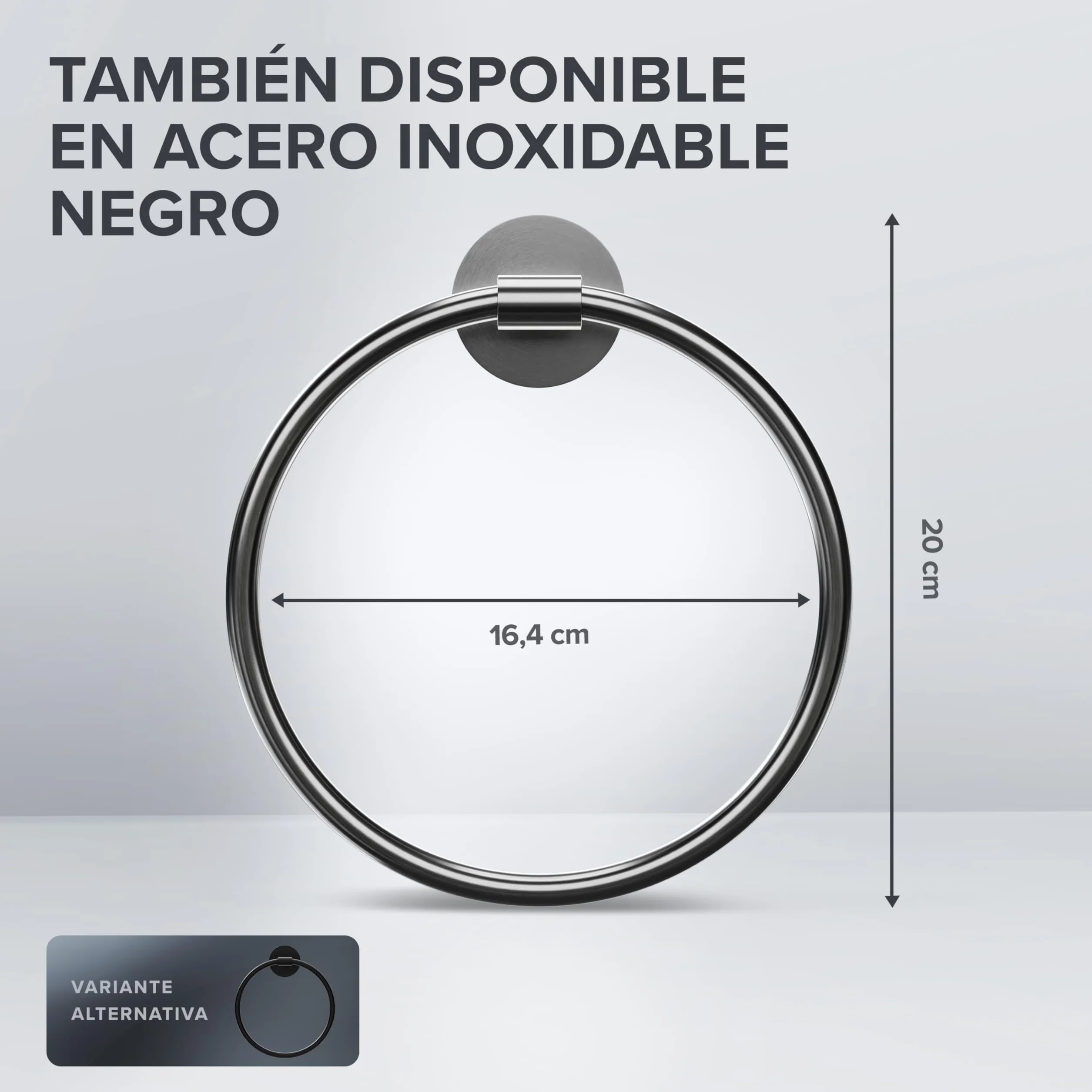 Ovimarin Anillo de toalla Rubjerg rectangular acero inoxidable plateado toallero para taladrar fijación en la pared baño
