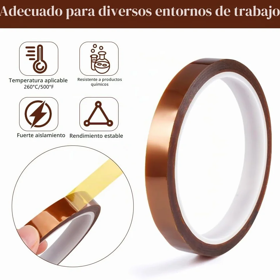 4 Rollos Cinta Termica Sublimacion,12mm x 33m Cinta Adhesiva de Poliimida,3D Cinta de Transferencia Térmica,Cinta Resistentes alta Temperatura al Calor,Para Enmascarar,Soldar,Sublimación (Marrón)