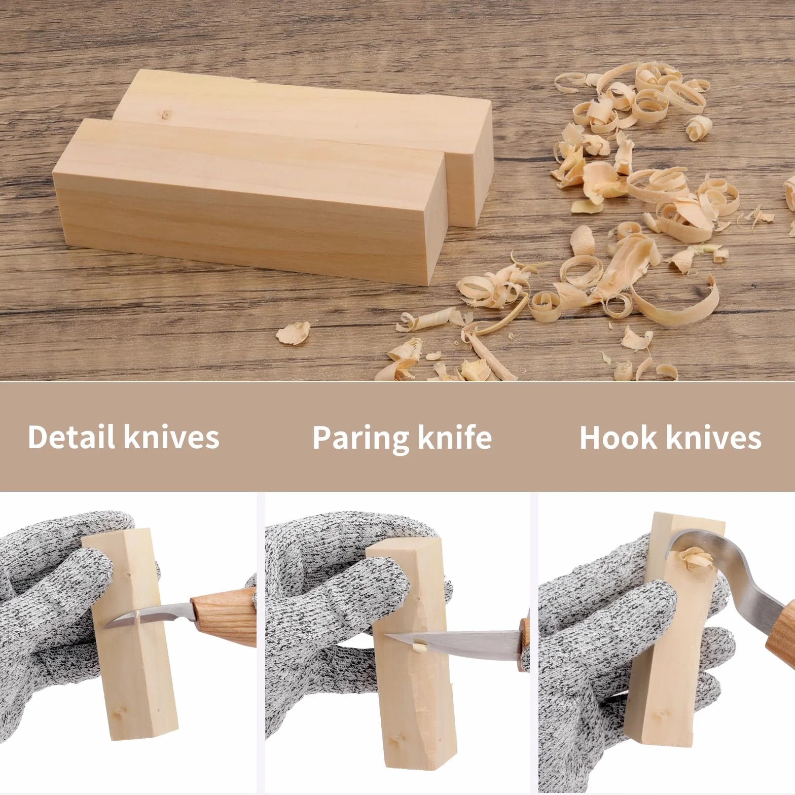 Kit Tallar Madera 24 Piezas Juego de Herramientas para Tallado con Guantes Resistentes a Cortes