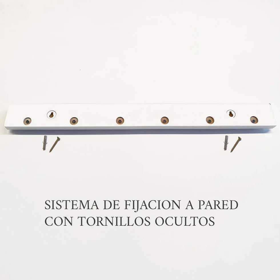 PERCHA pared madera diseño moderno NÓRDICO escandinavo BLANCO con 6 GANCHOS inclinados madera
