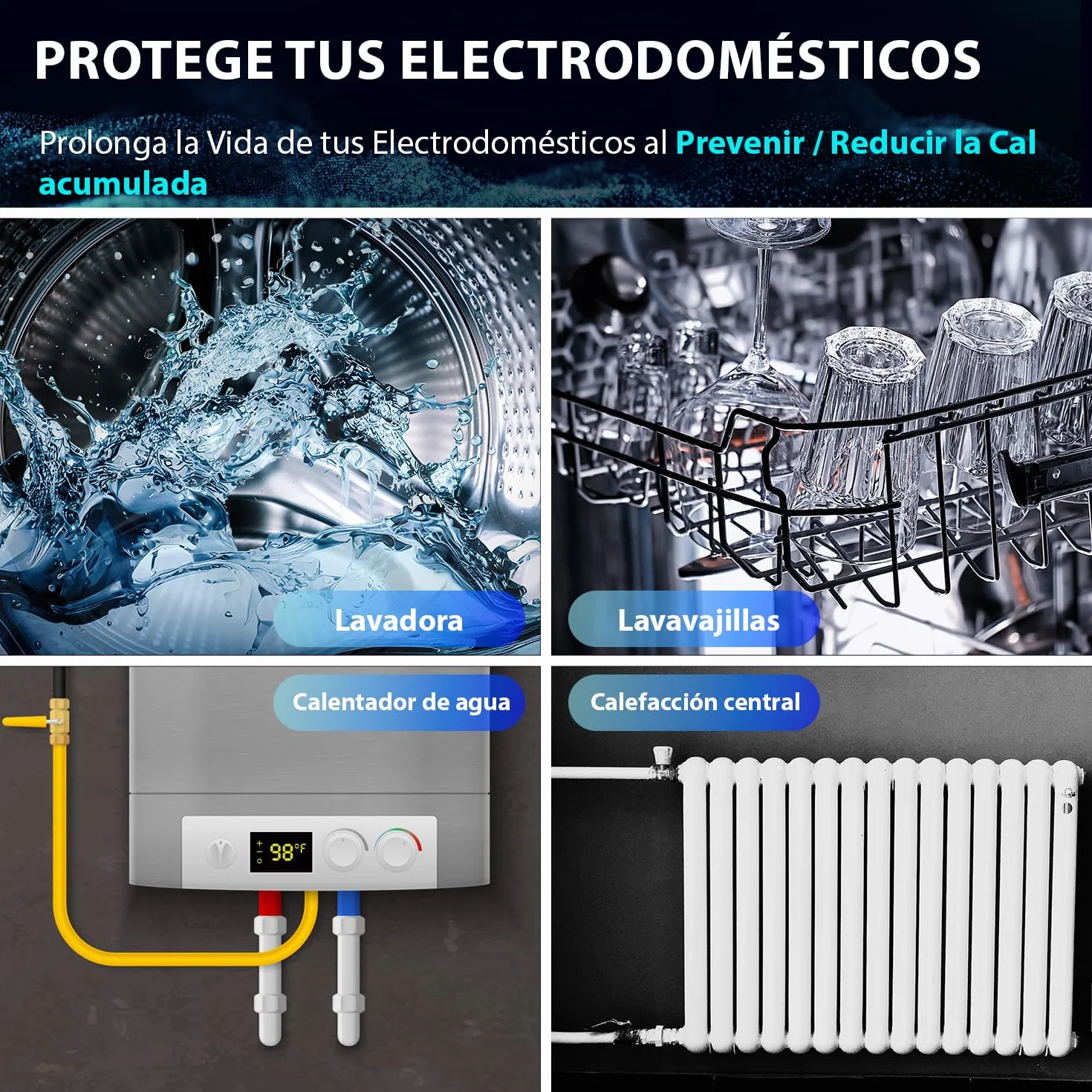 iSpring EDV2 Descalcificador de Agua para Toda la Casa, Alternativa Electrónica Sin Sal, Aleación, Reduce Cal