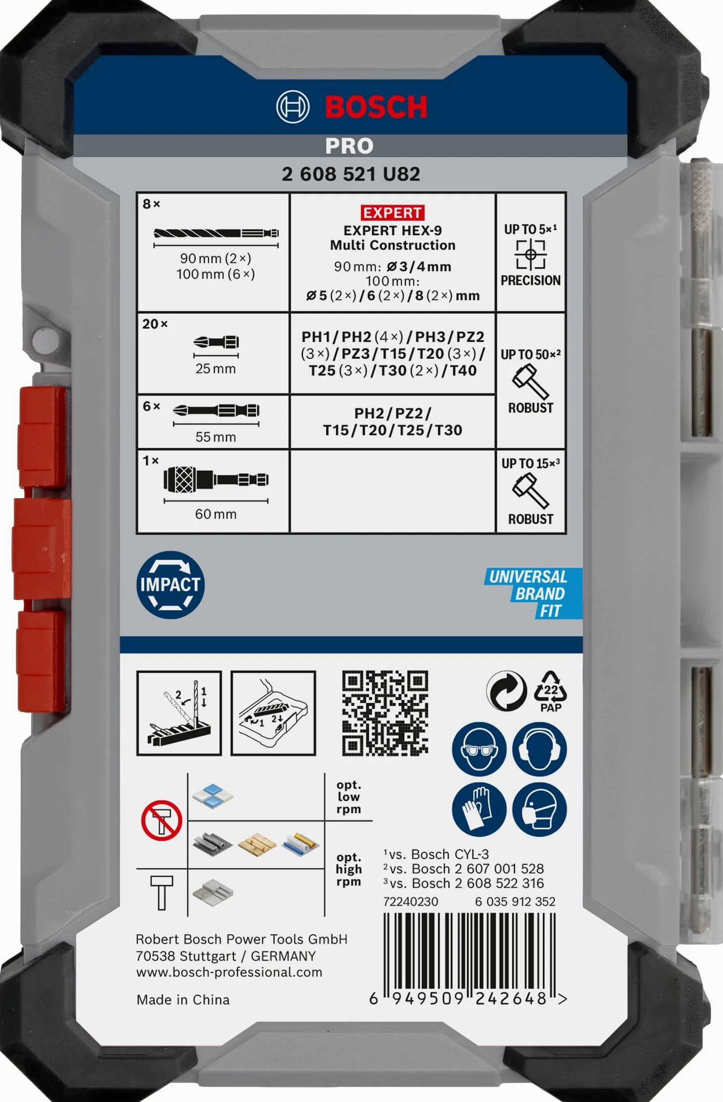 Bosch 35 x PRO Impact Mixed Set de 35 piezas (para hormigón, azulejos blandos, 200 x 107 mm, accesorios profesionales, destornillador, destornillador)